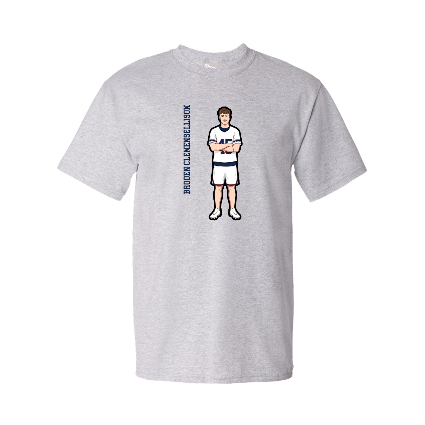 Youth Tee — Name Vertical in Grey