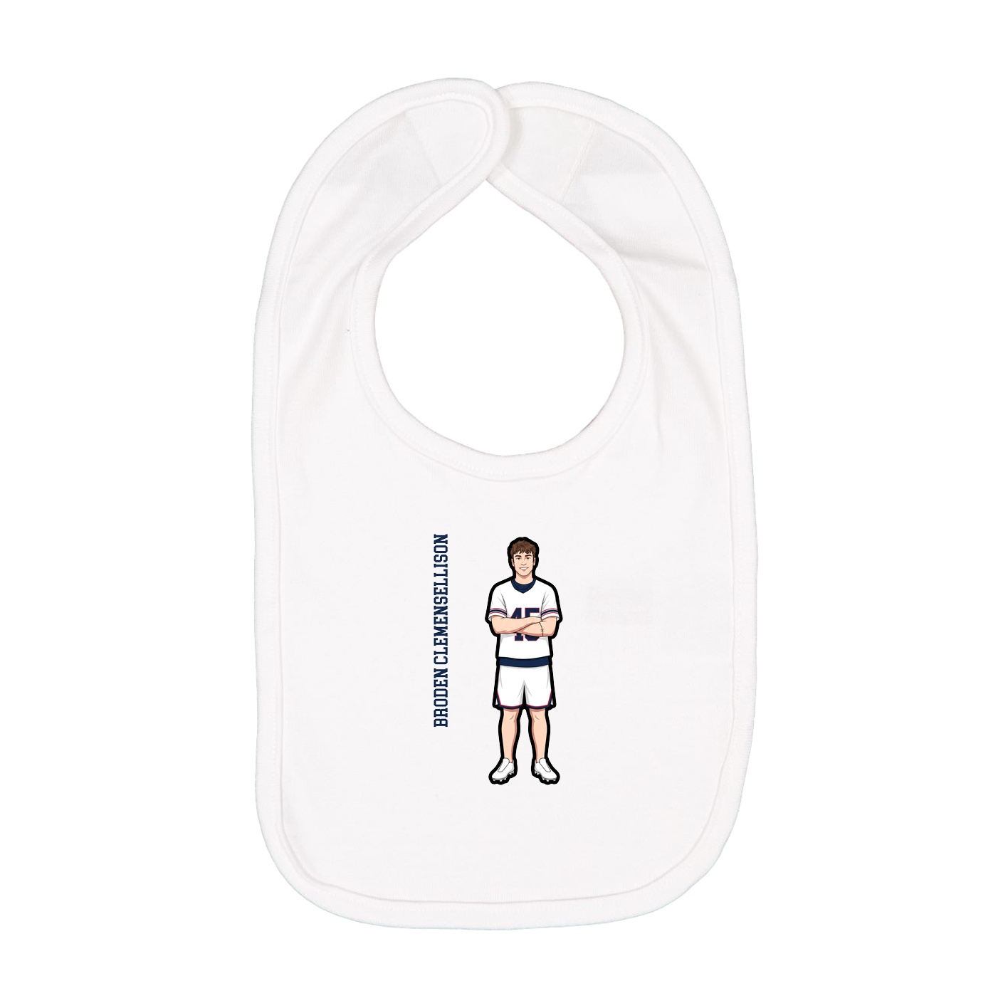 Infant Bib — Name Vertical in White