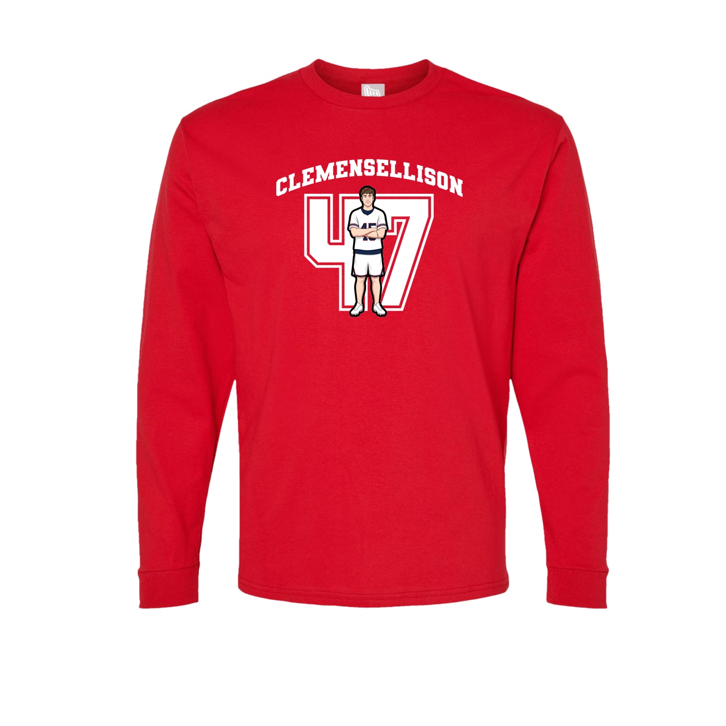 Long Sleeve Tee — Number in Red