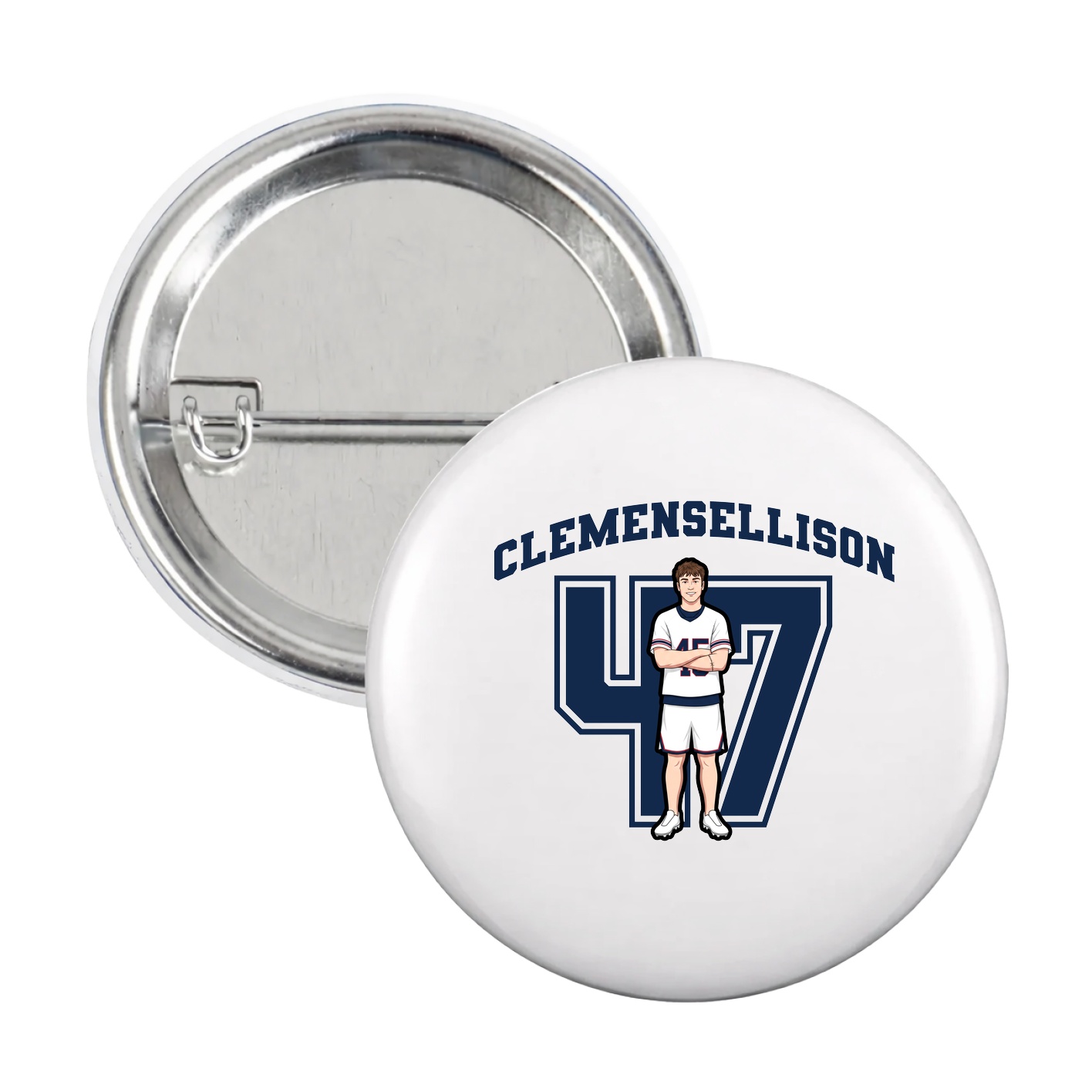 Game Day Button — Number in White