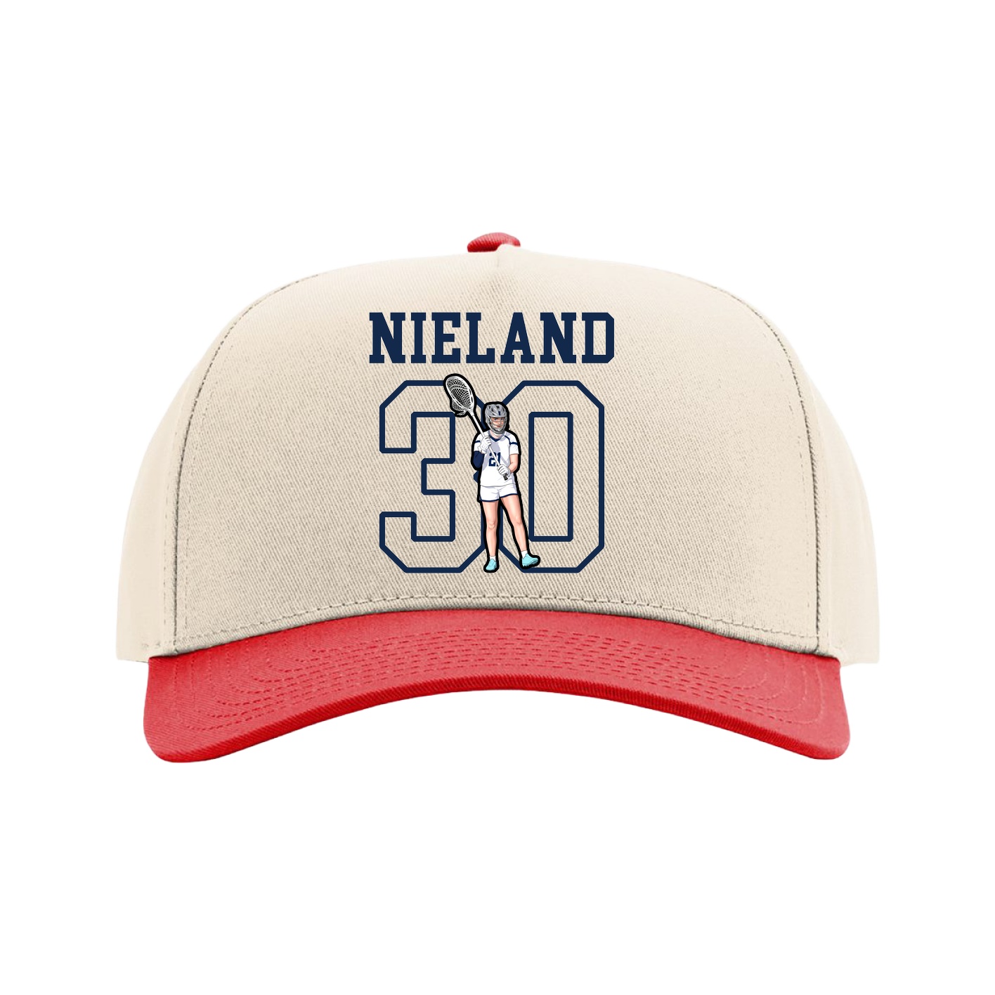 Full Fabric Five-Panel Champ Cap — Shirsey in Cream/Red