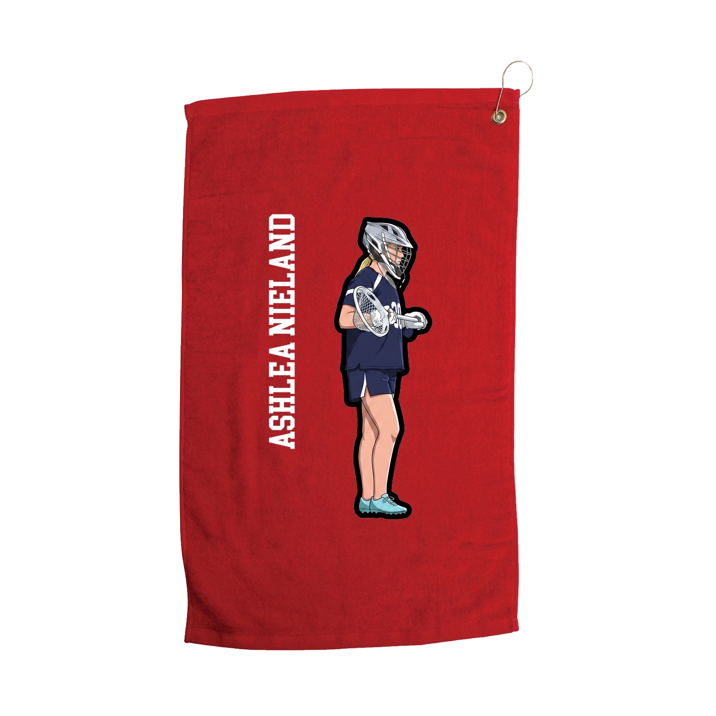 Golf Towel — Name Vertical in Red