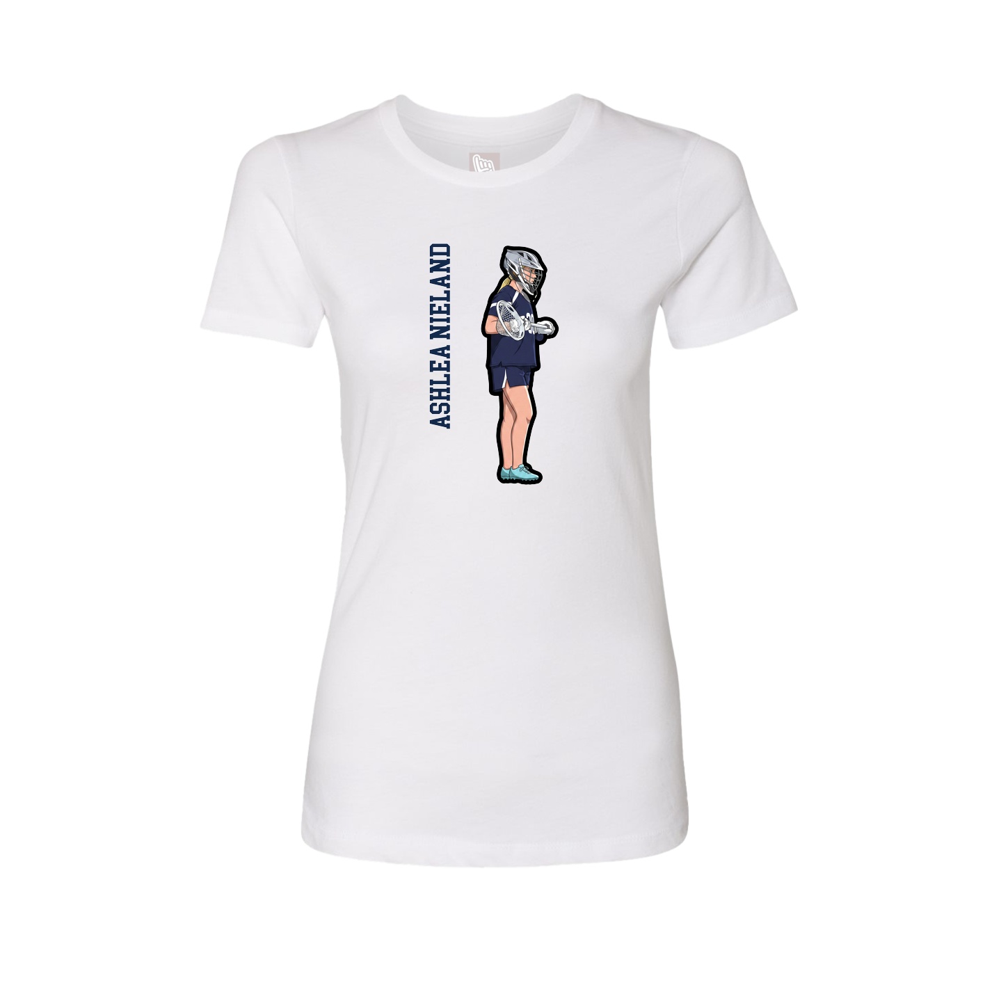 Fitted Women's Tee — Name Vertical in White