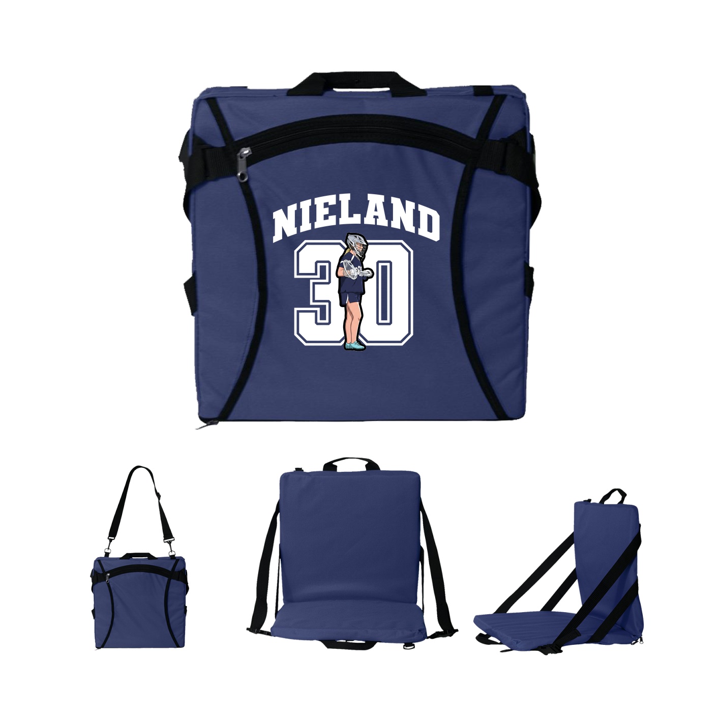 Folding Stadium Seat — Number in Navy