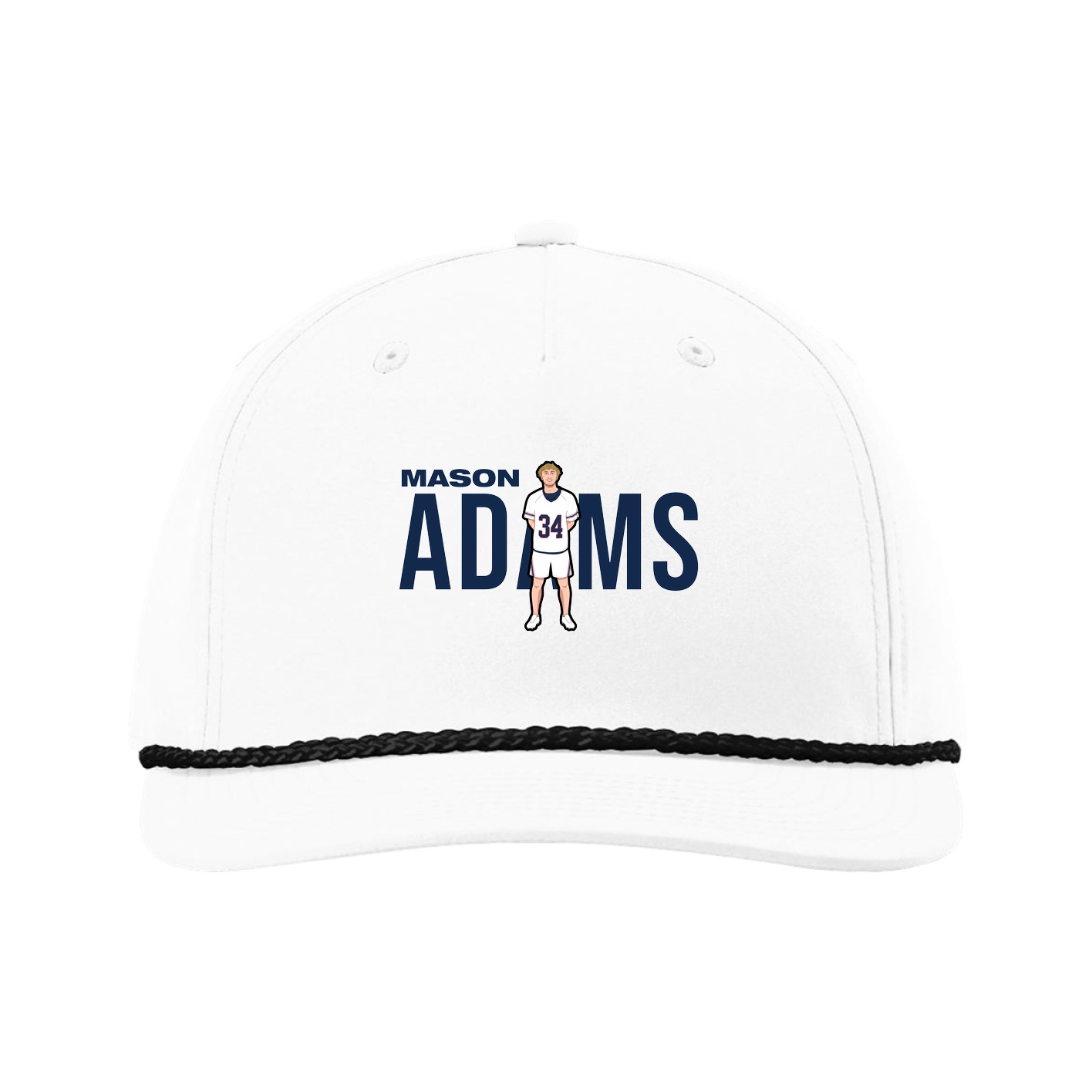 Five-Panel Classic Rope Cap — Player Name in White