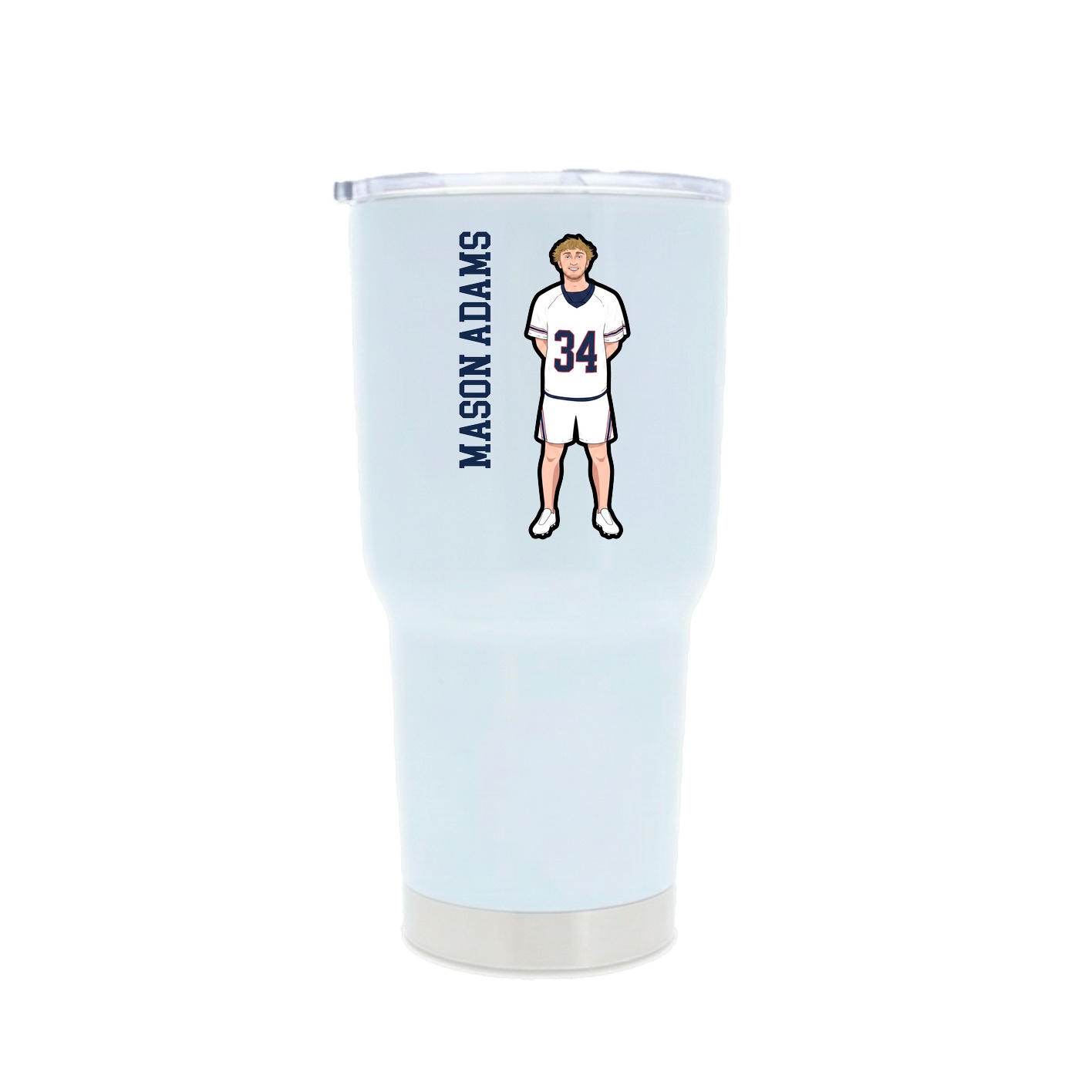 30oz Stainless Steel Tumbler — Name Vertical in White