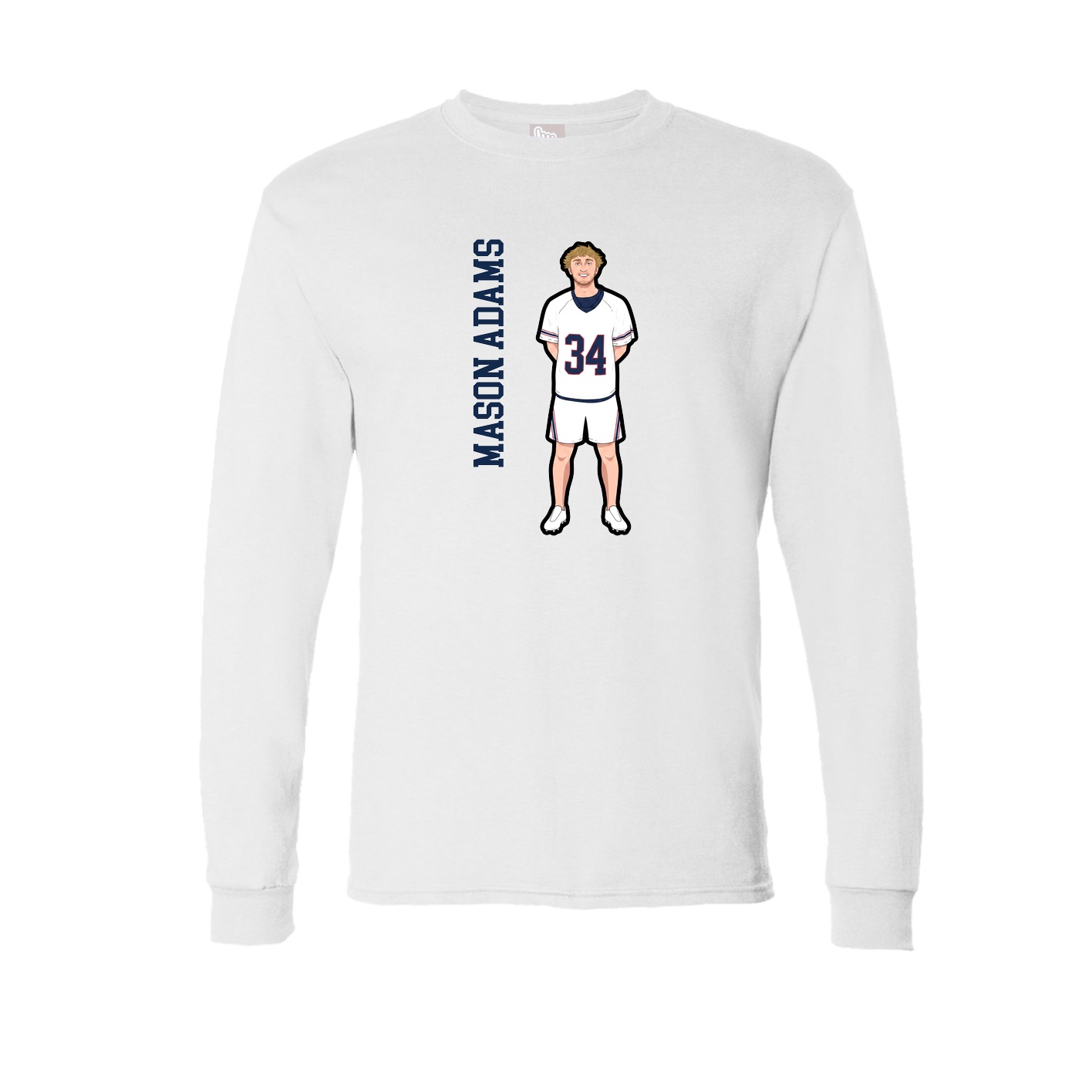Long Sleeve Tee — Name Vertical in White