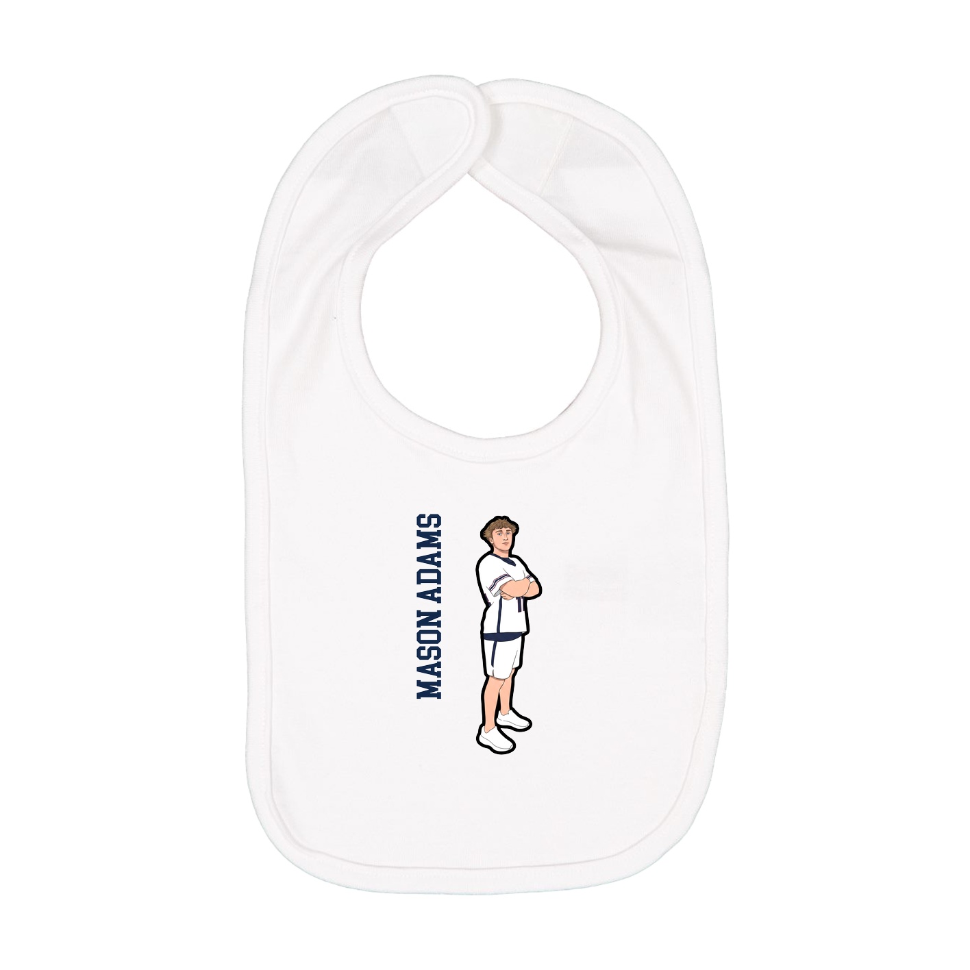 Infant Bib — Name Vertical in White