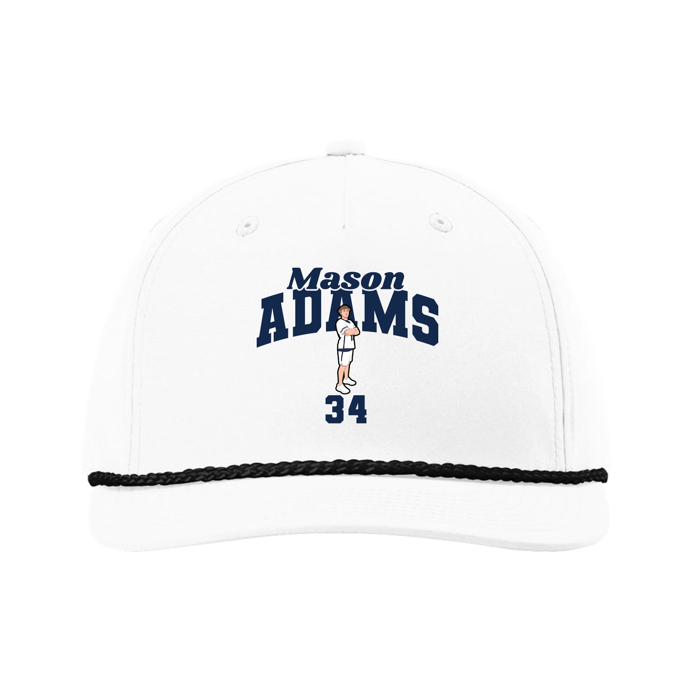 Five-Panel Classic Rope Cap — Signature Arch in White