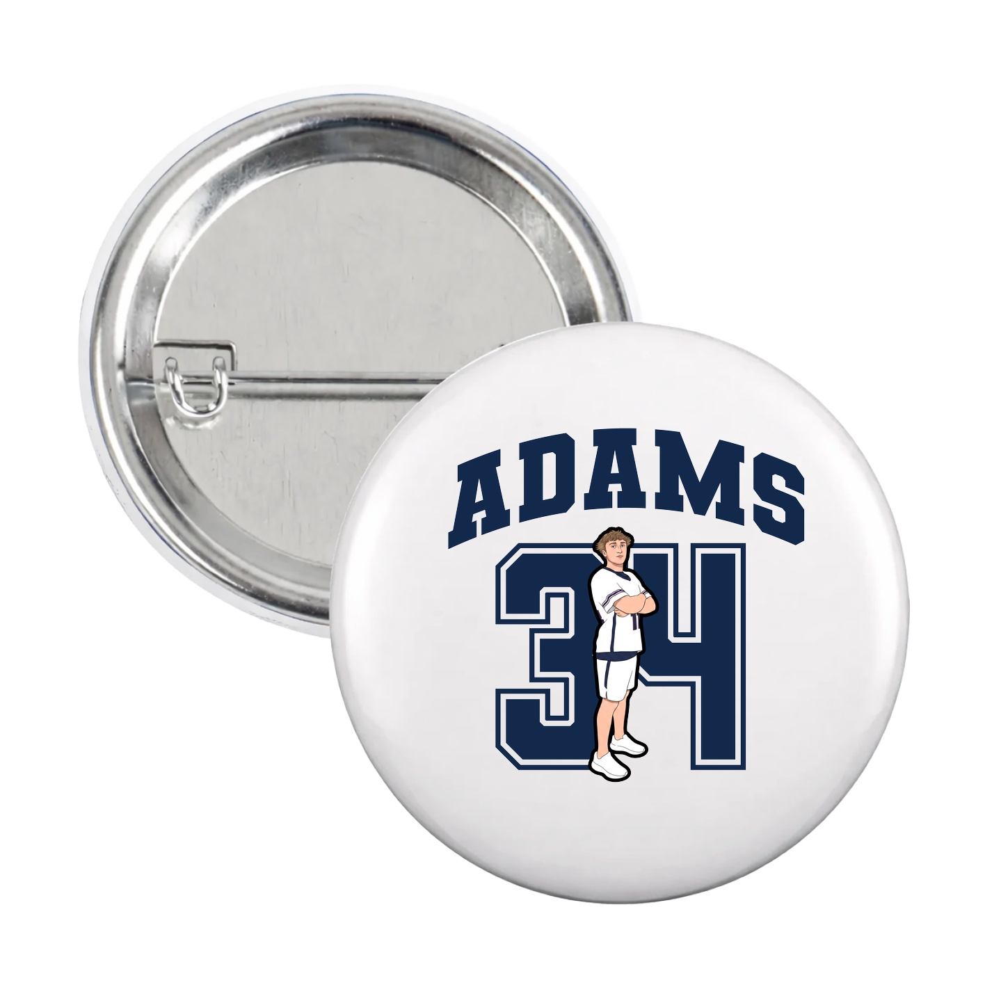 Game Day Button — Number in White