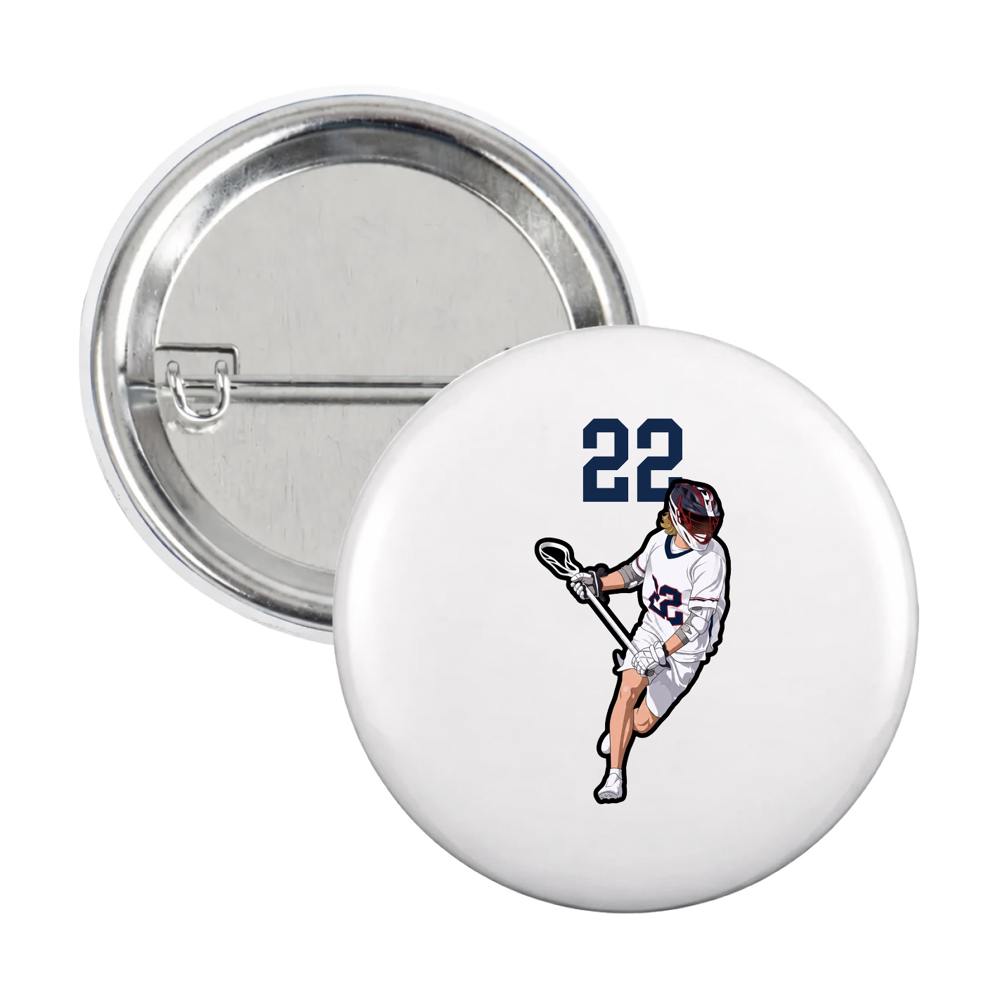 Game Day Button — Number Top in White
