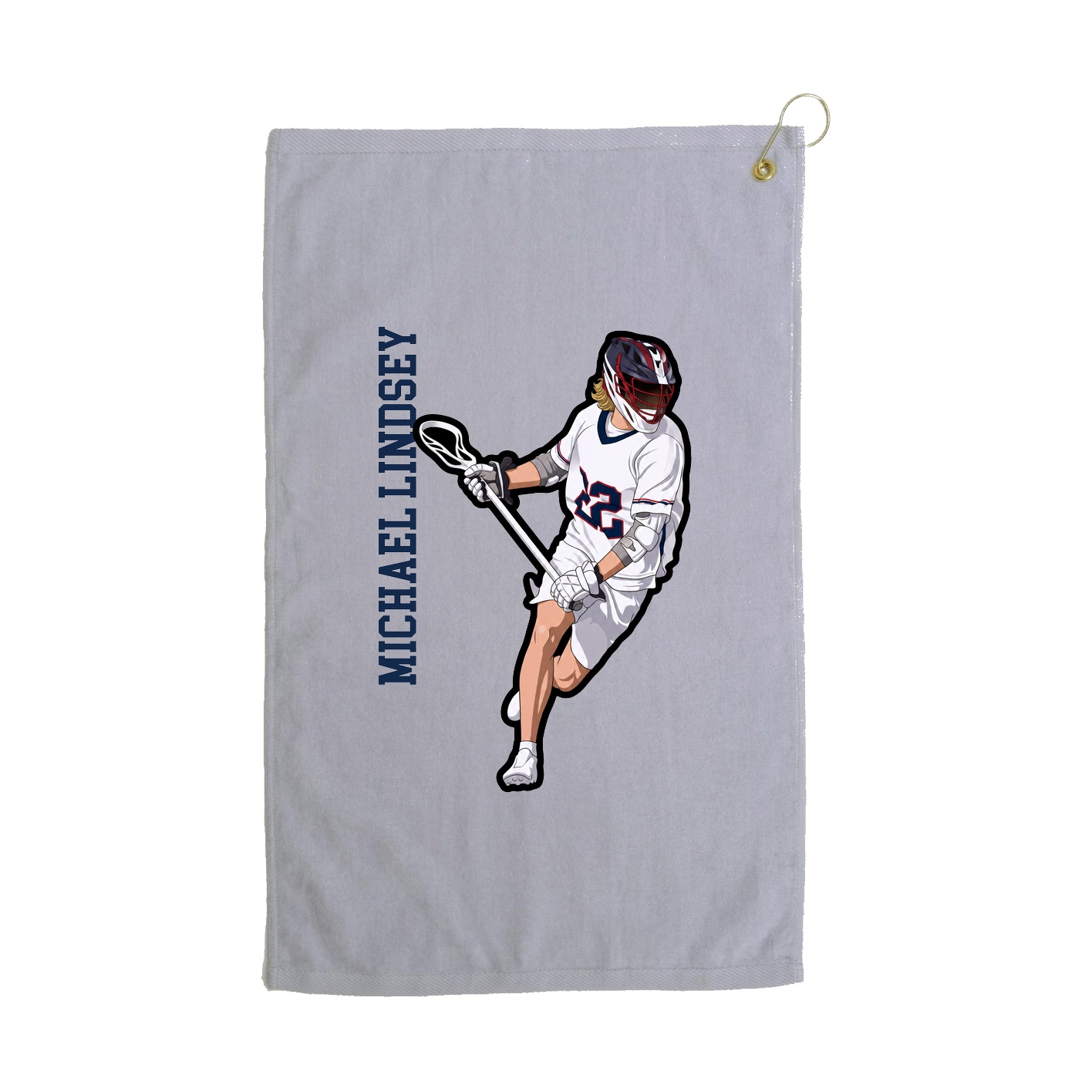 Golf Towel — Name Vertical in Grey