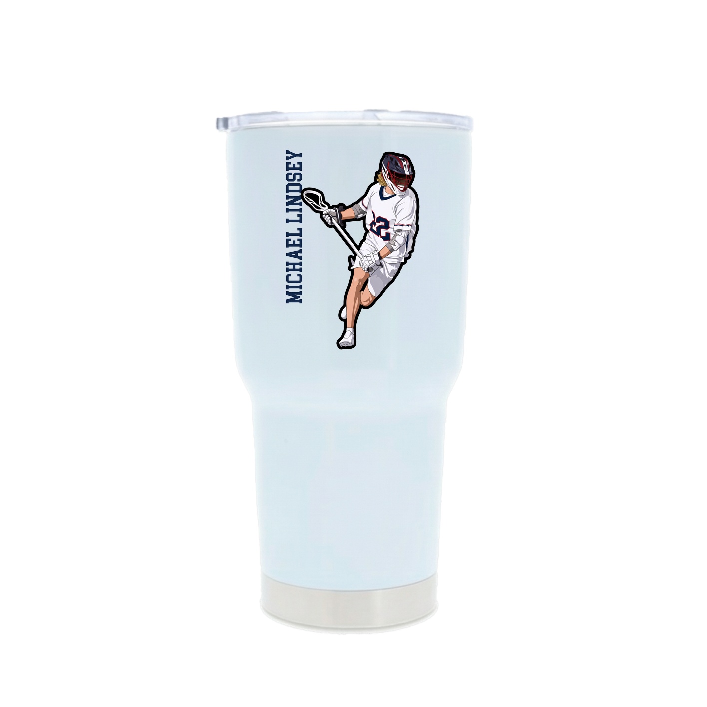 30oz Stainless Steel Tumbler — Name Vertical in White
