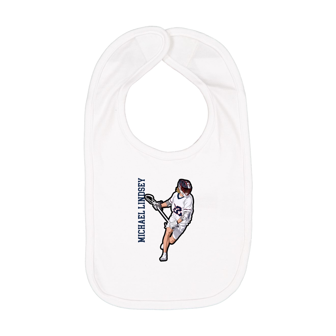 Infant Bib — Name Vertical in White