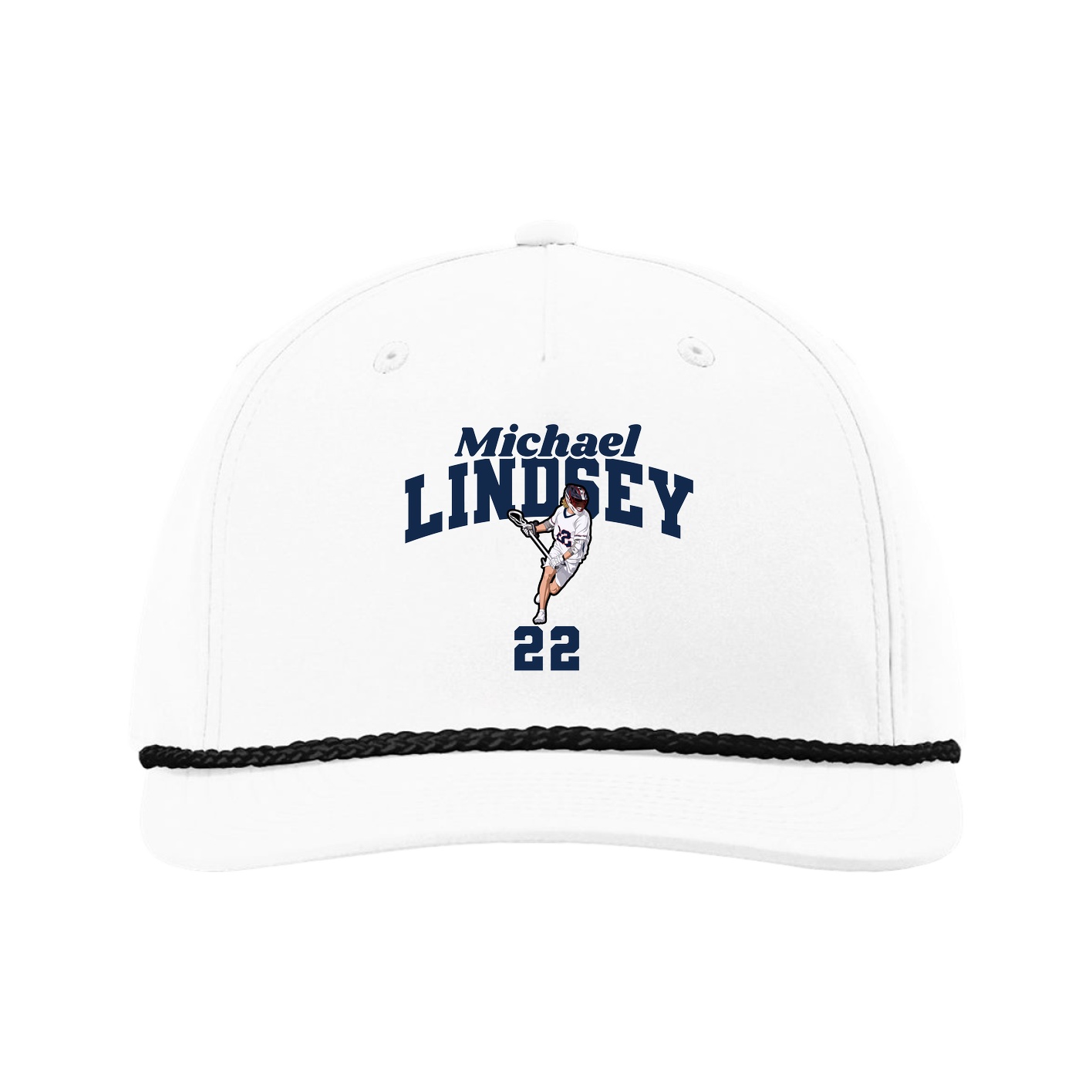 Five-Panel Classic Rope Cap — Signature Arch in White