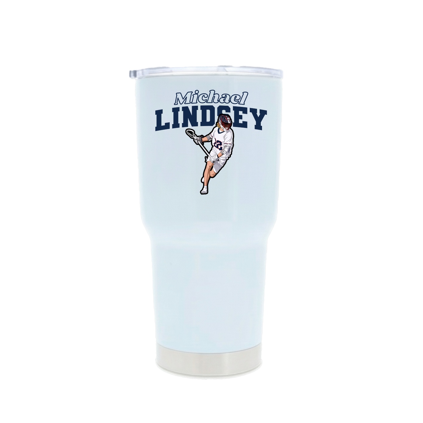 30oz Stainless Steel Tumbler — Name Arch in White
