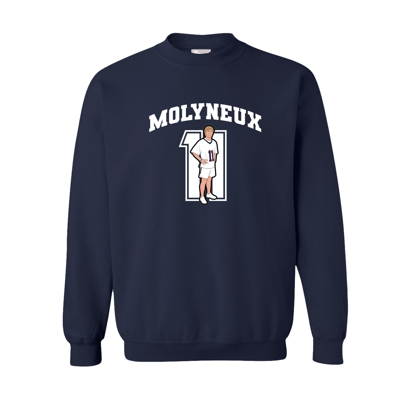 Fleece Crew — Number in Navy