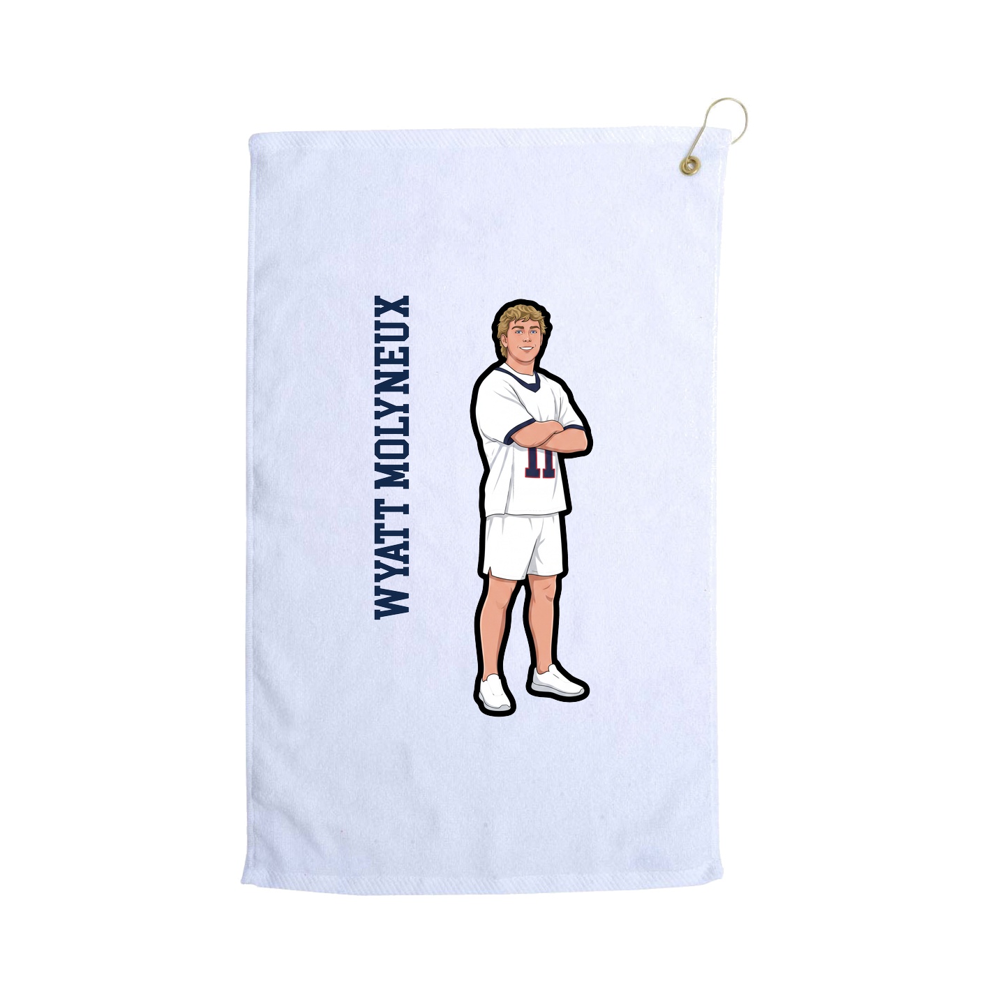 Golf Towel — Name Vertical in White