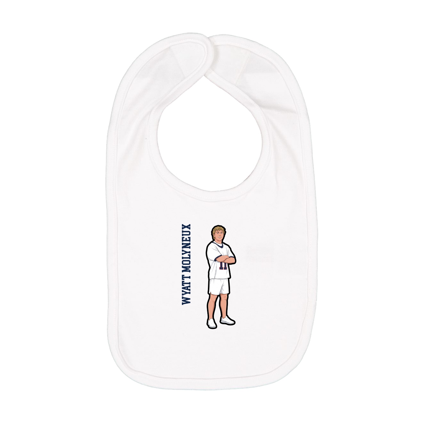 Infant Bib — Name Vertical in White