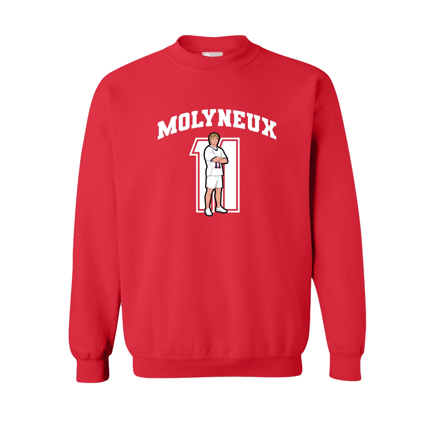 Fleece Crew — Number in Red