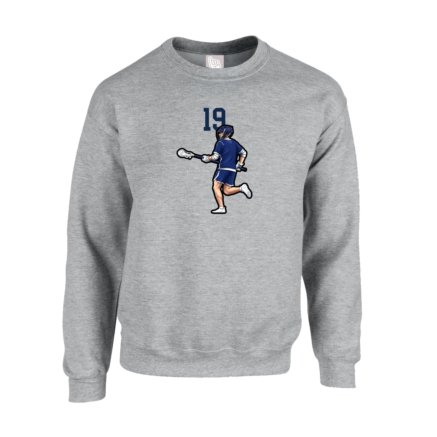 Fleece Crew — Number Top in Grey