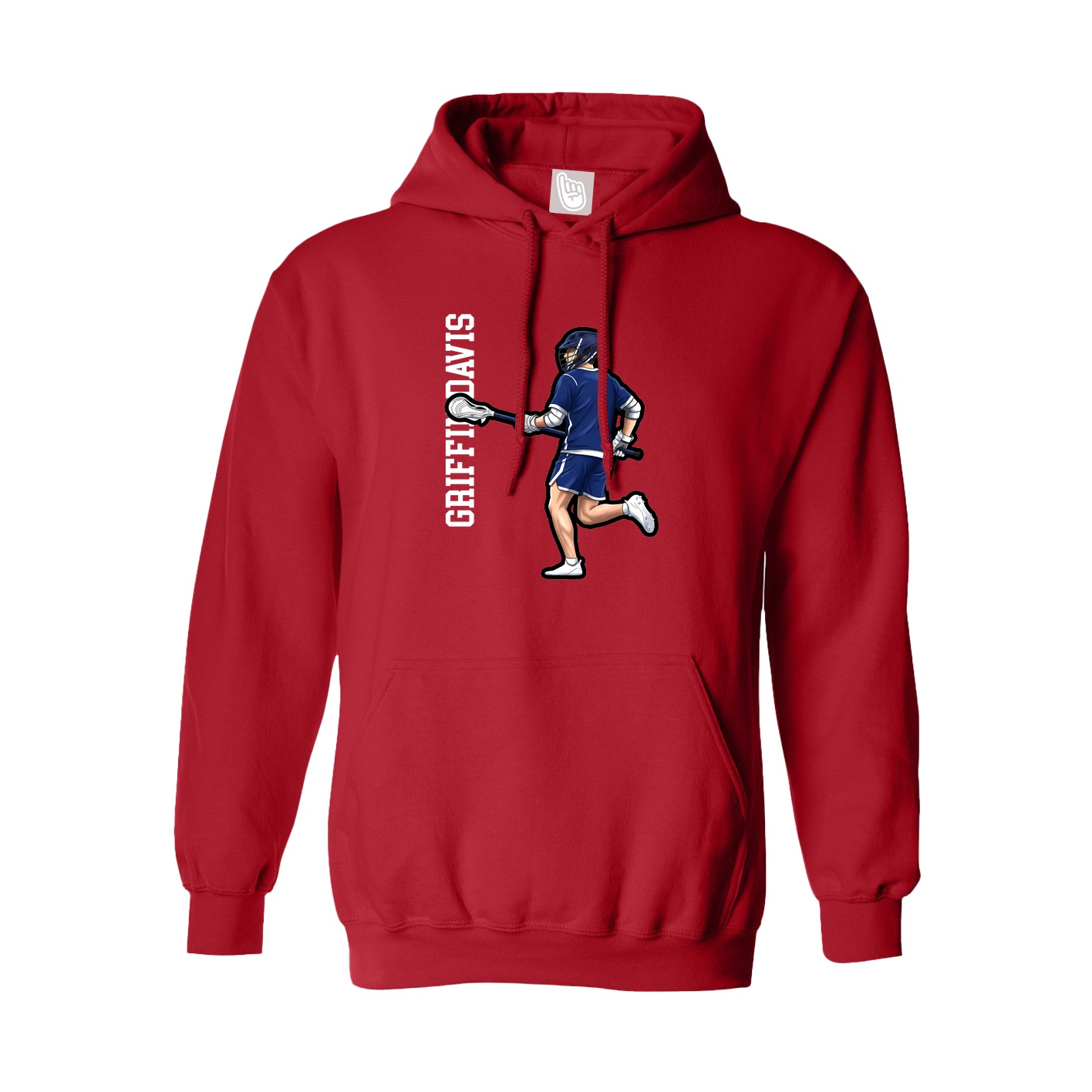 Youth Hoodie — Name Vertical in Red