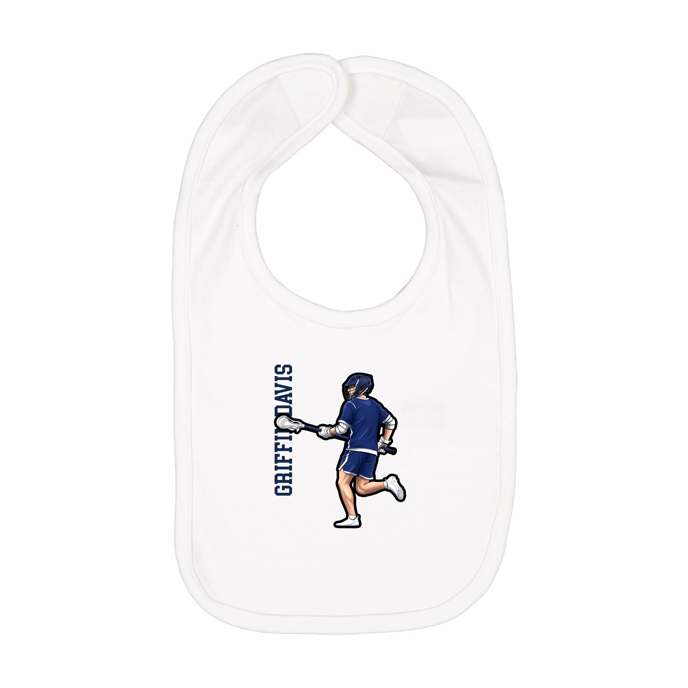 Infant Bib — Name Vertical in White