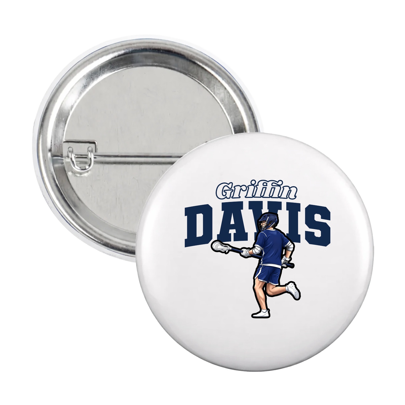 Game Day Button — Name Arch in White