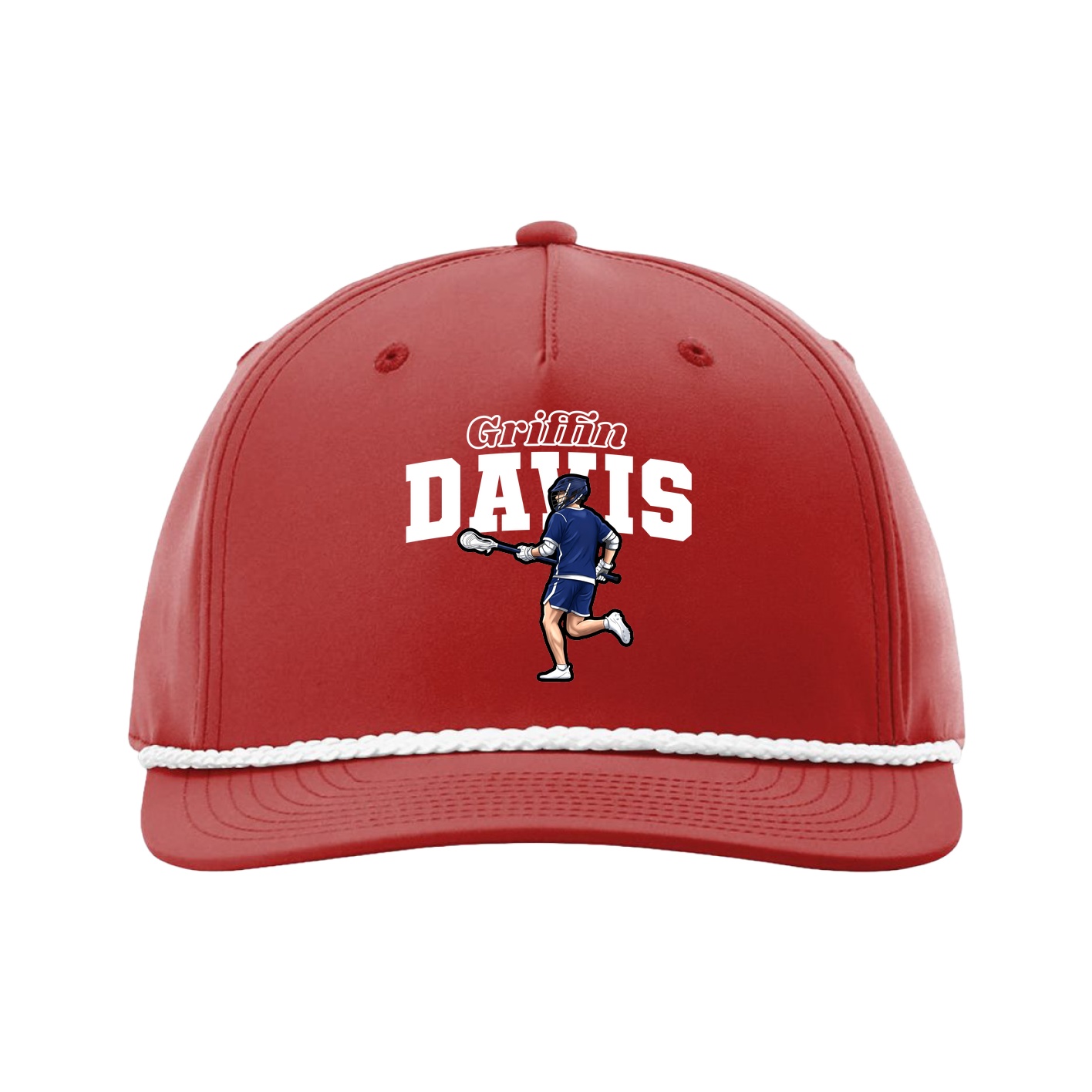 Five-Panel Classic Rope Cap — Name Arch in Red
