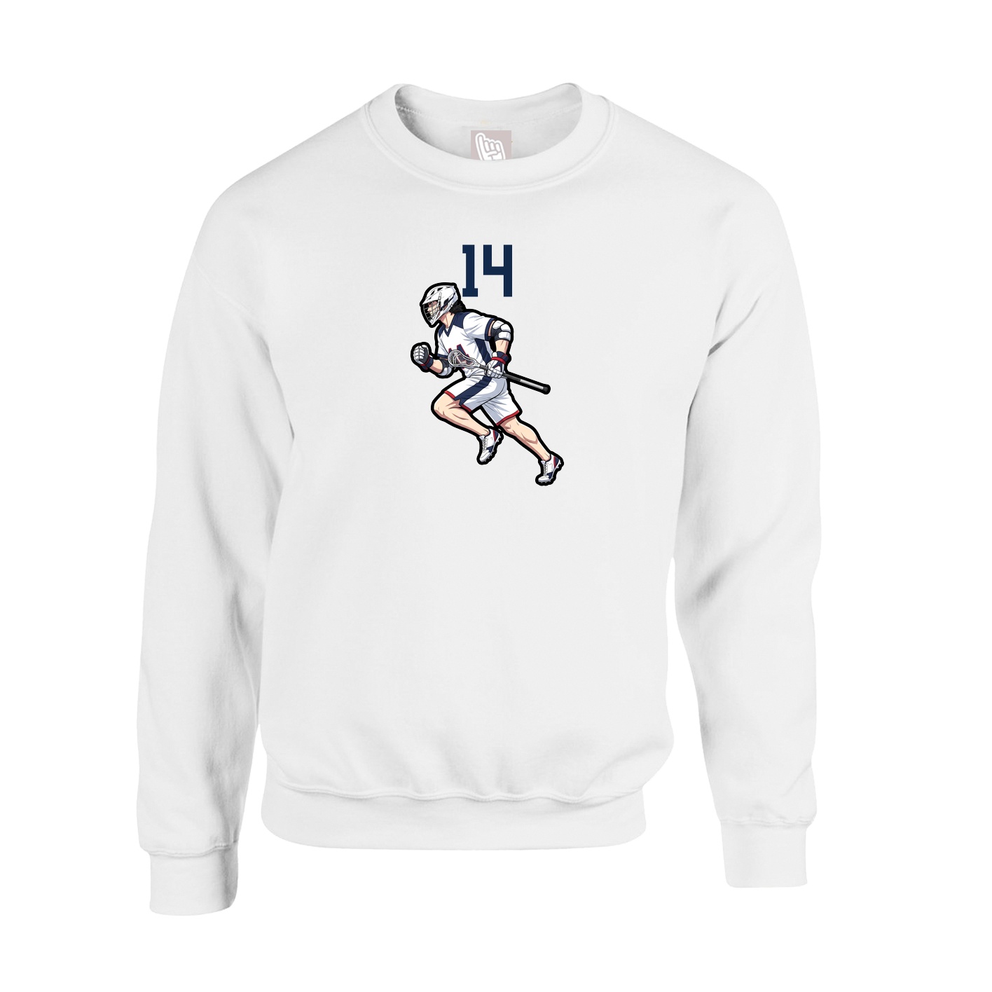 Fleece Crew — Number Top in White
