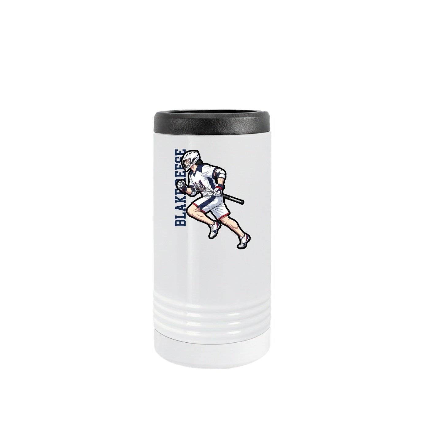 Slim Beverage Holder — Name Vertical in White