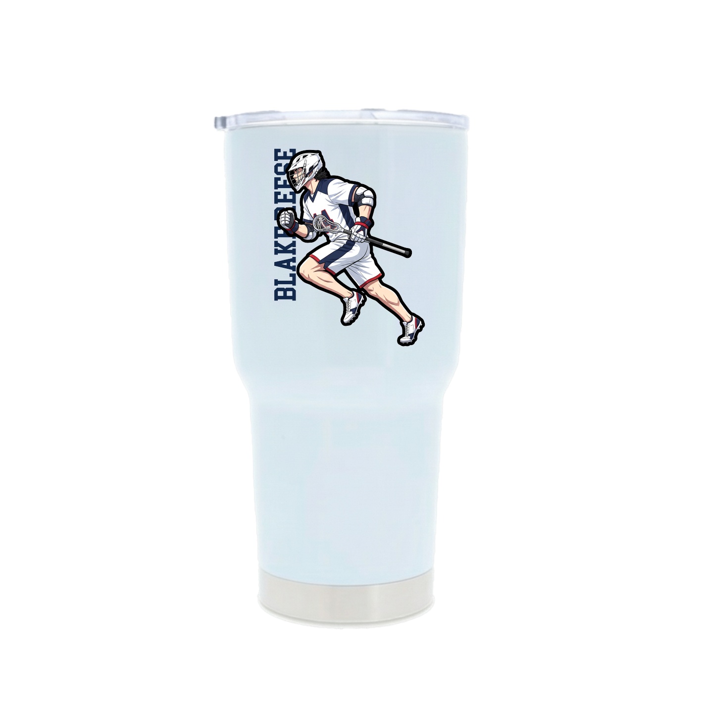 30oz Stainless Steel Tumbler — Name Vertical in White
