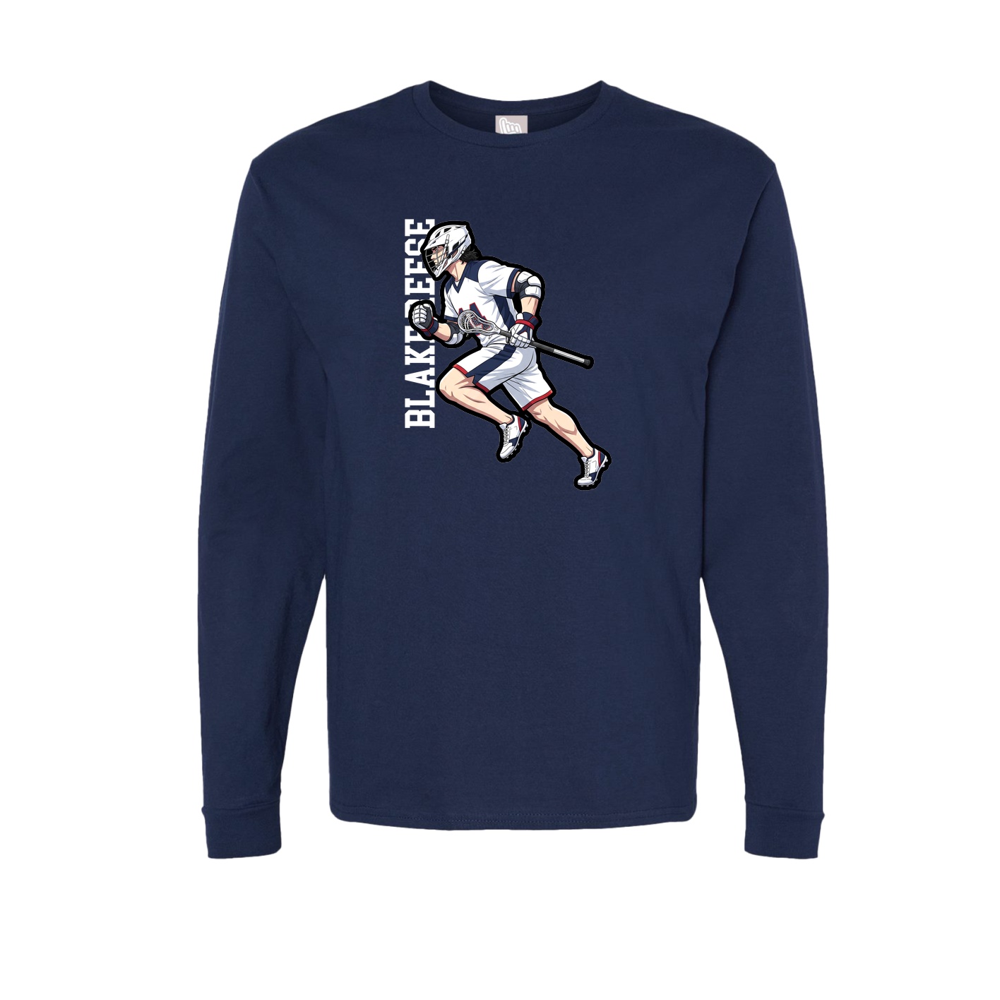 Long Sleeve Tee — Name Vertical in Navy