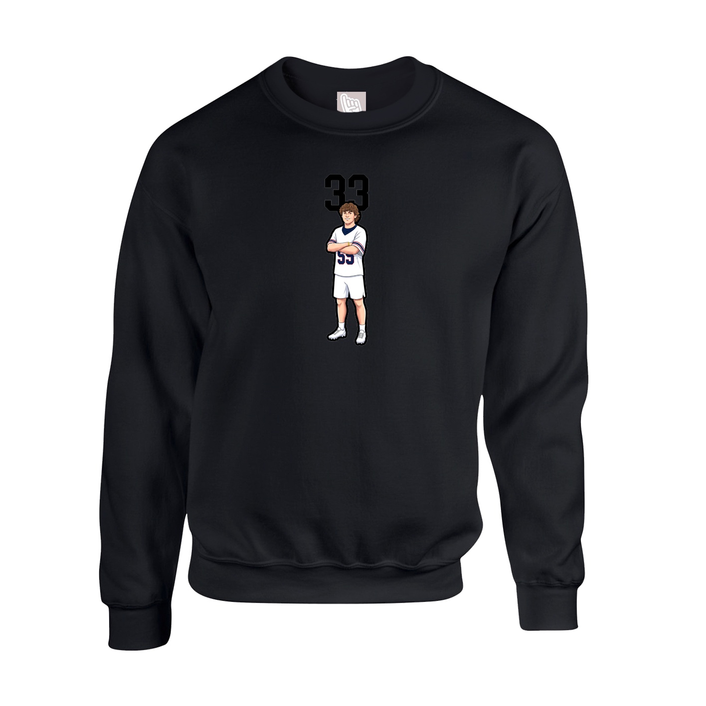 Fleece Crew — Number Top in Black