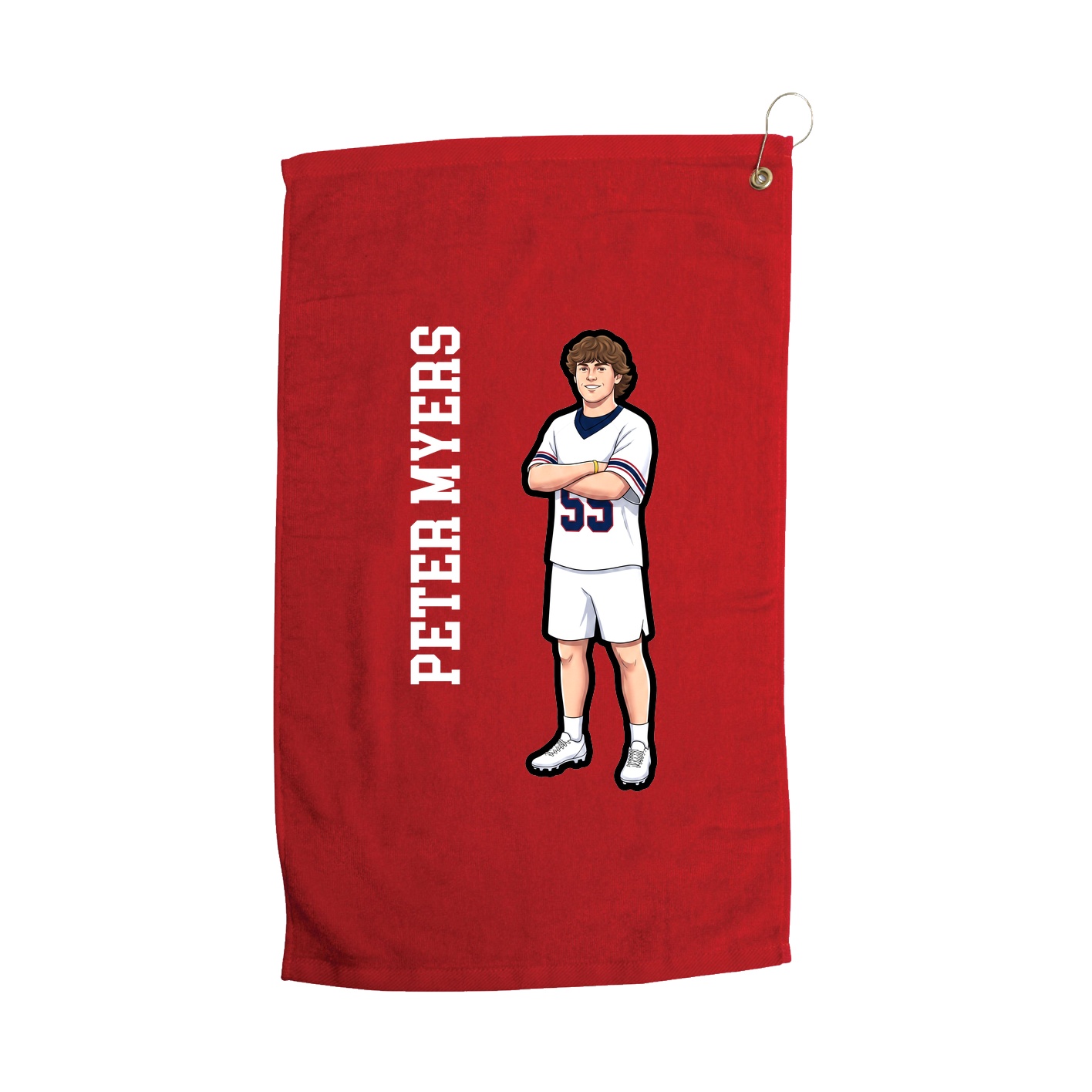 Golf Towel — Name Vertical in Red