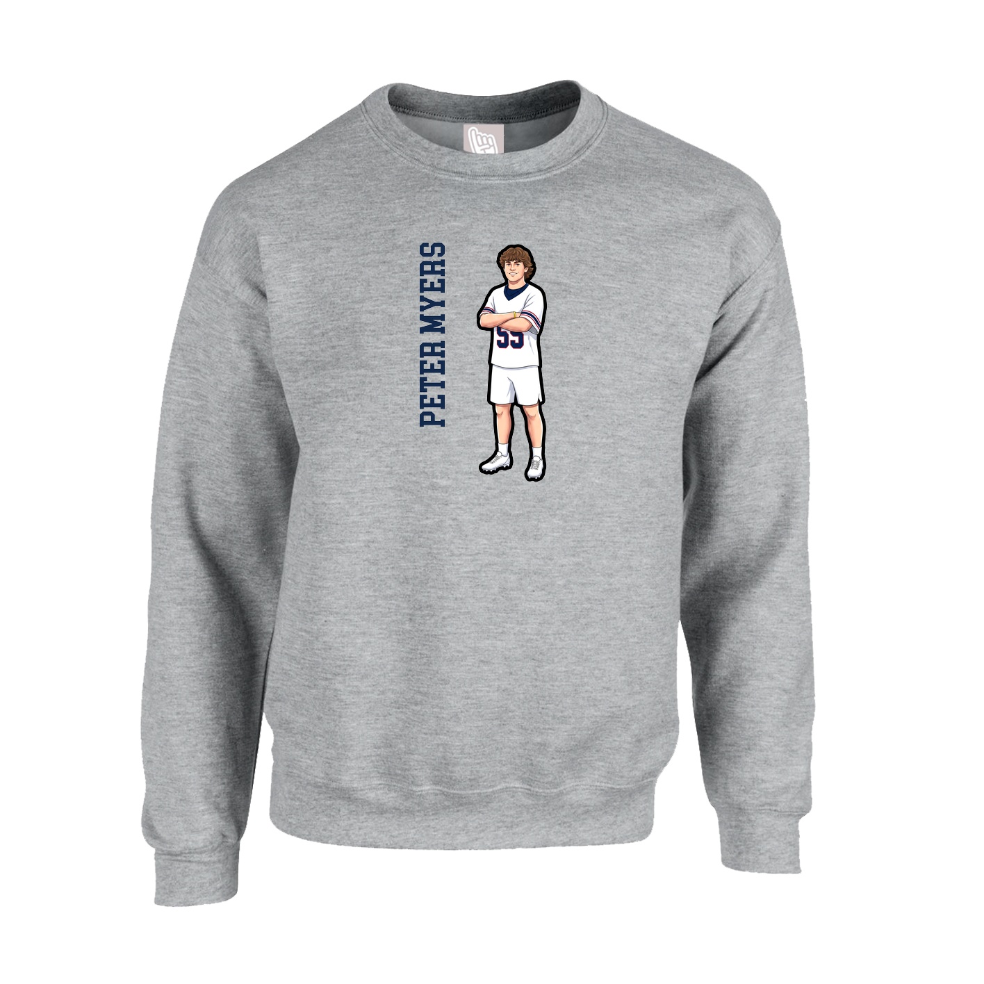 Fleece Crew — Name Vertical in Grey