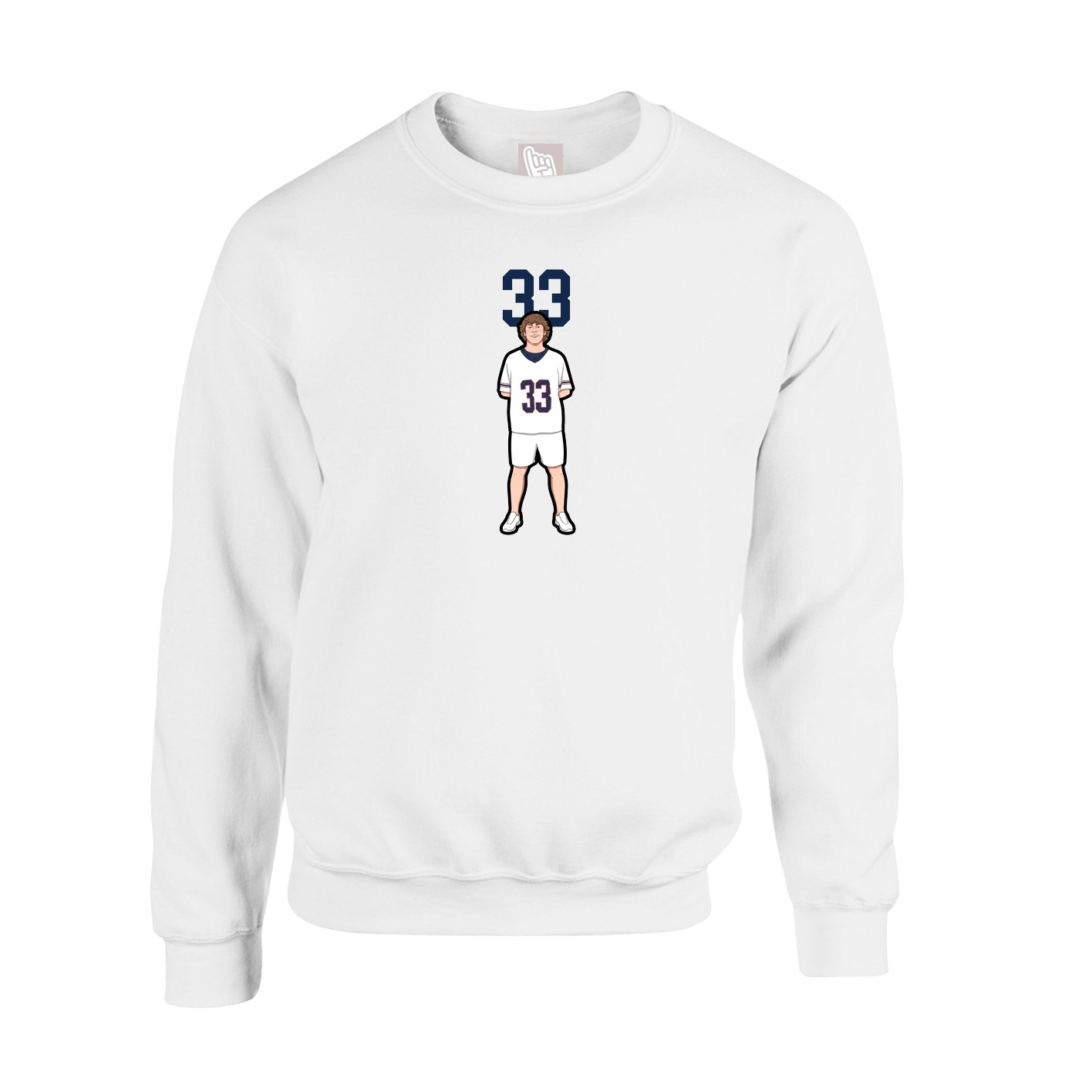Fleece Crew — Number Top in White