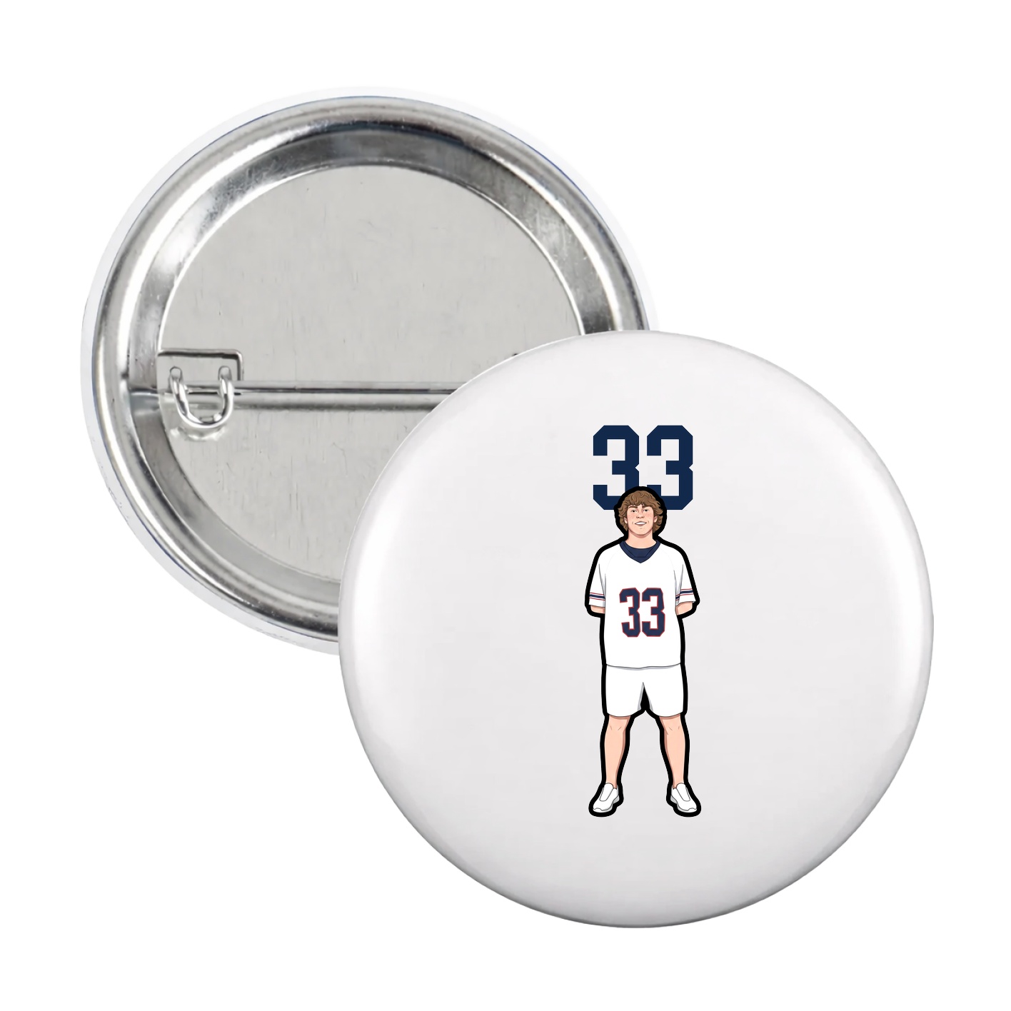 Game Day Button — Number Top in White