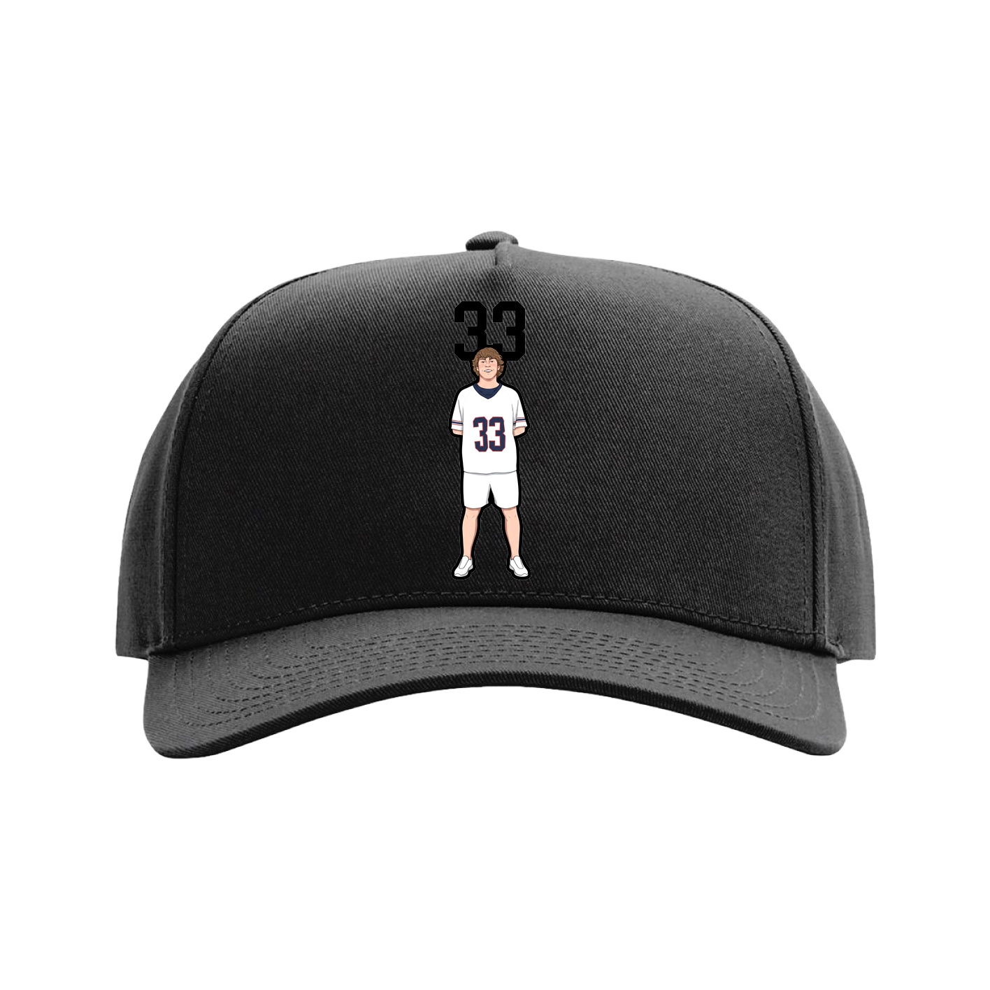 Full Fabric Five-Panel Champ Cap — Number Top in Black