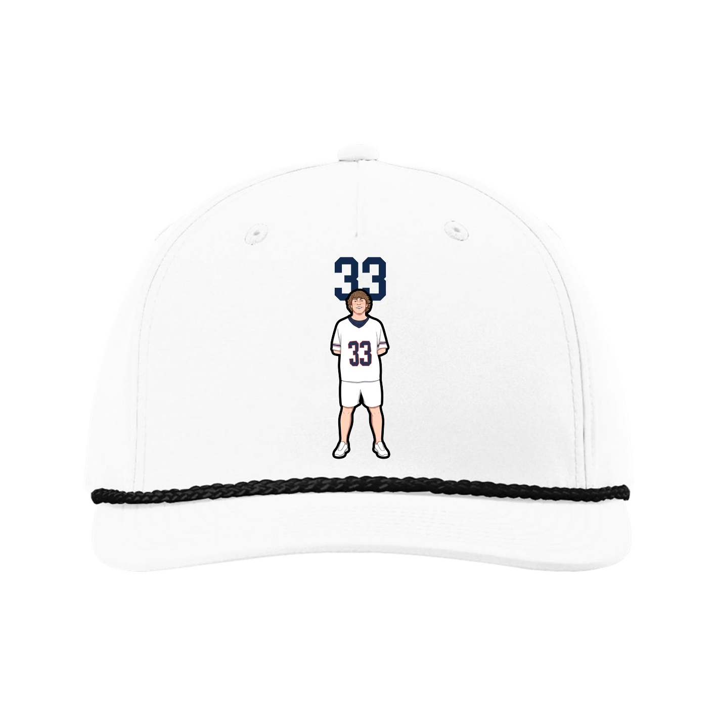Five-Panel Classic Rope Cap — Number Top in White
