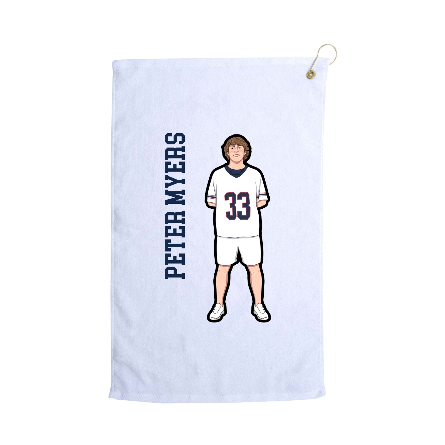 Golf Towel — Name Vertical in White