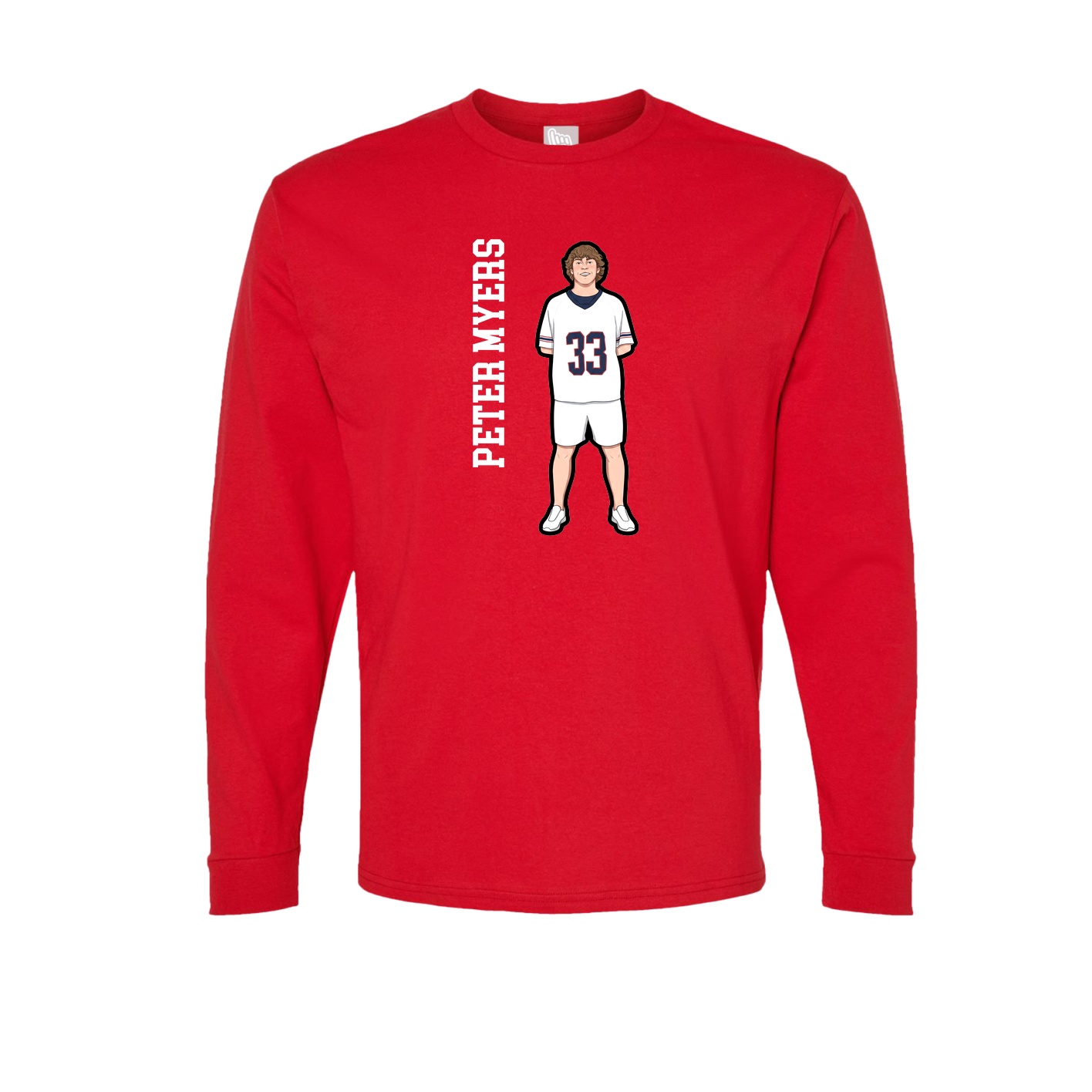 Long Sleeve Tee — Name Vertical in Red