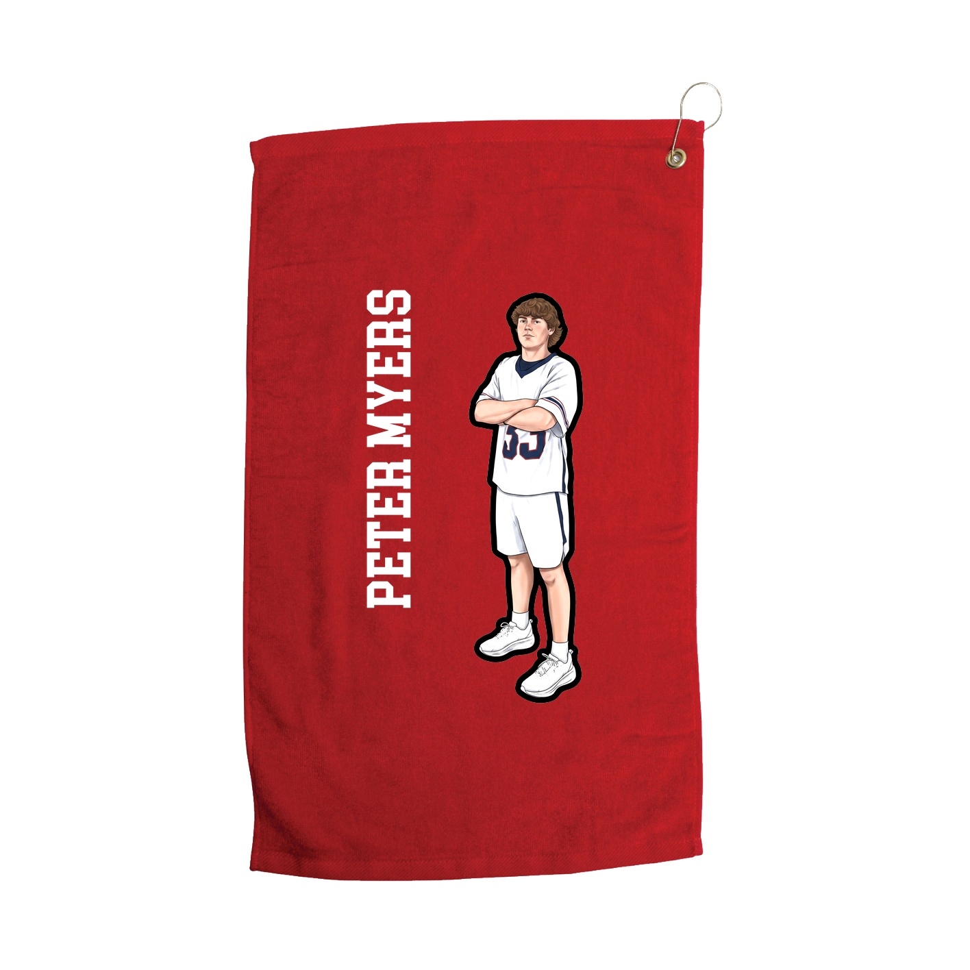 Golf Towel — Name Vertical in Red