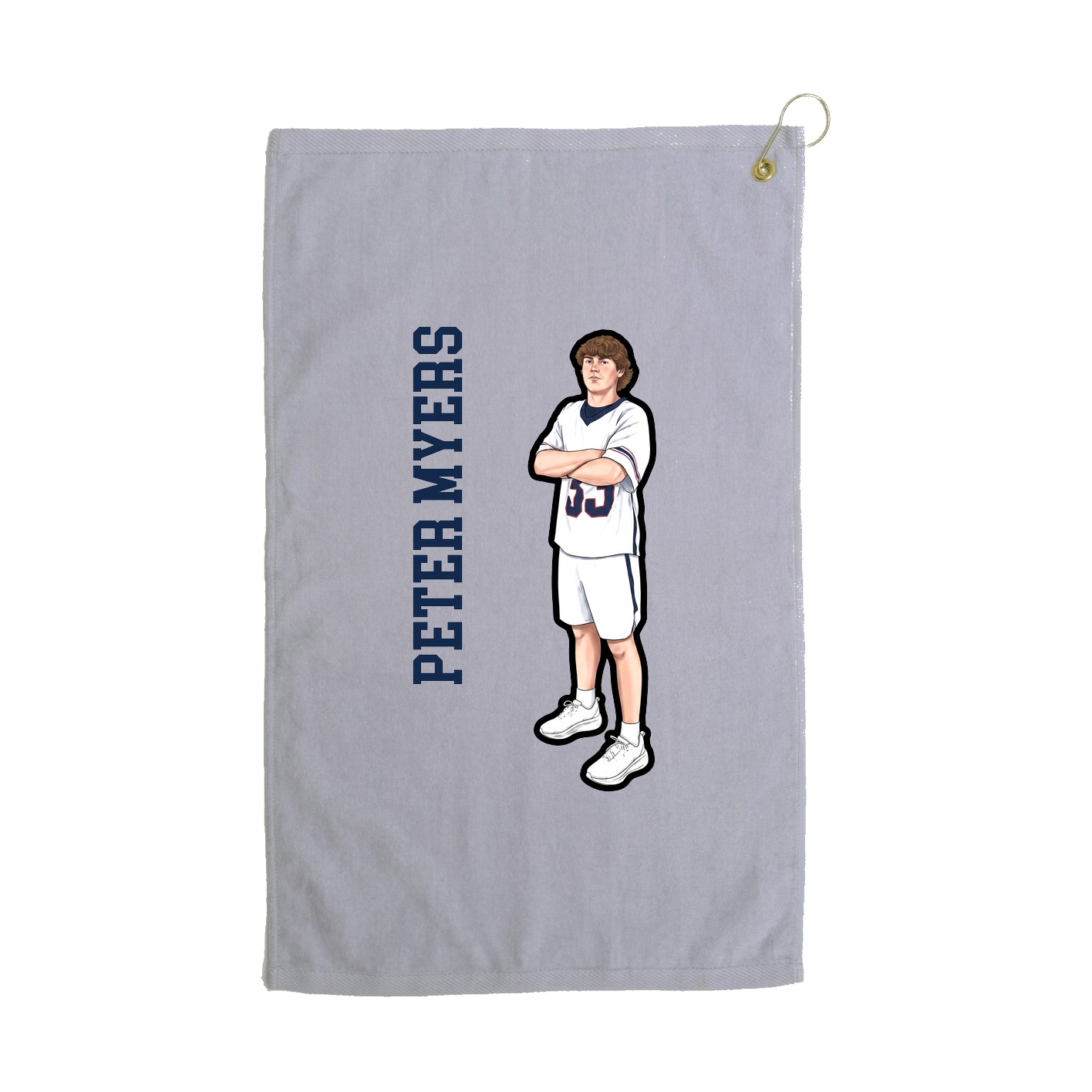 Golf Towel — Name Vertical in Grey