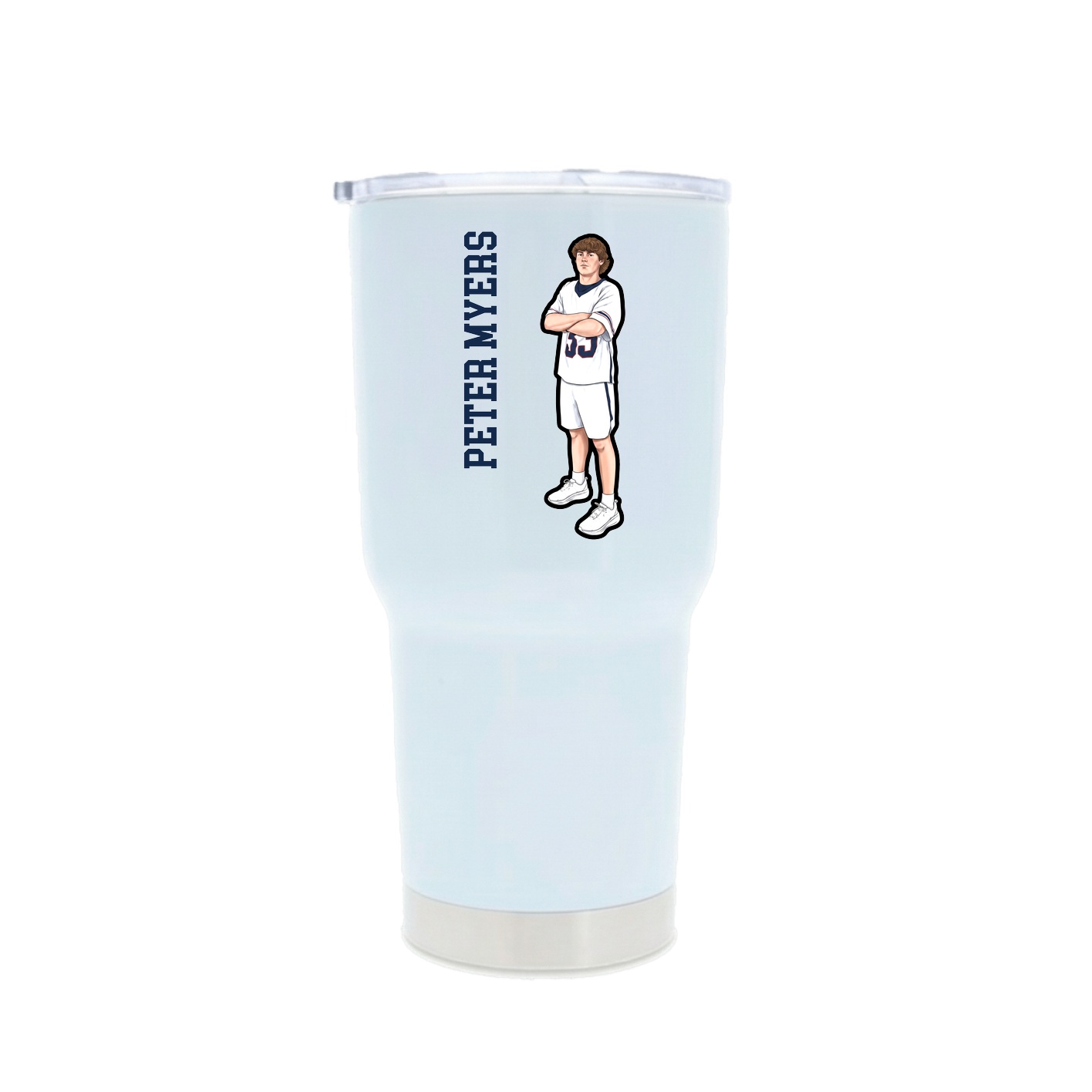 30oz Stainless Steel Tumbler — Name Vertical in White