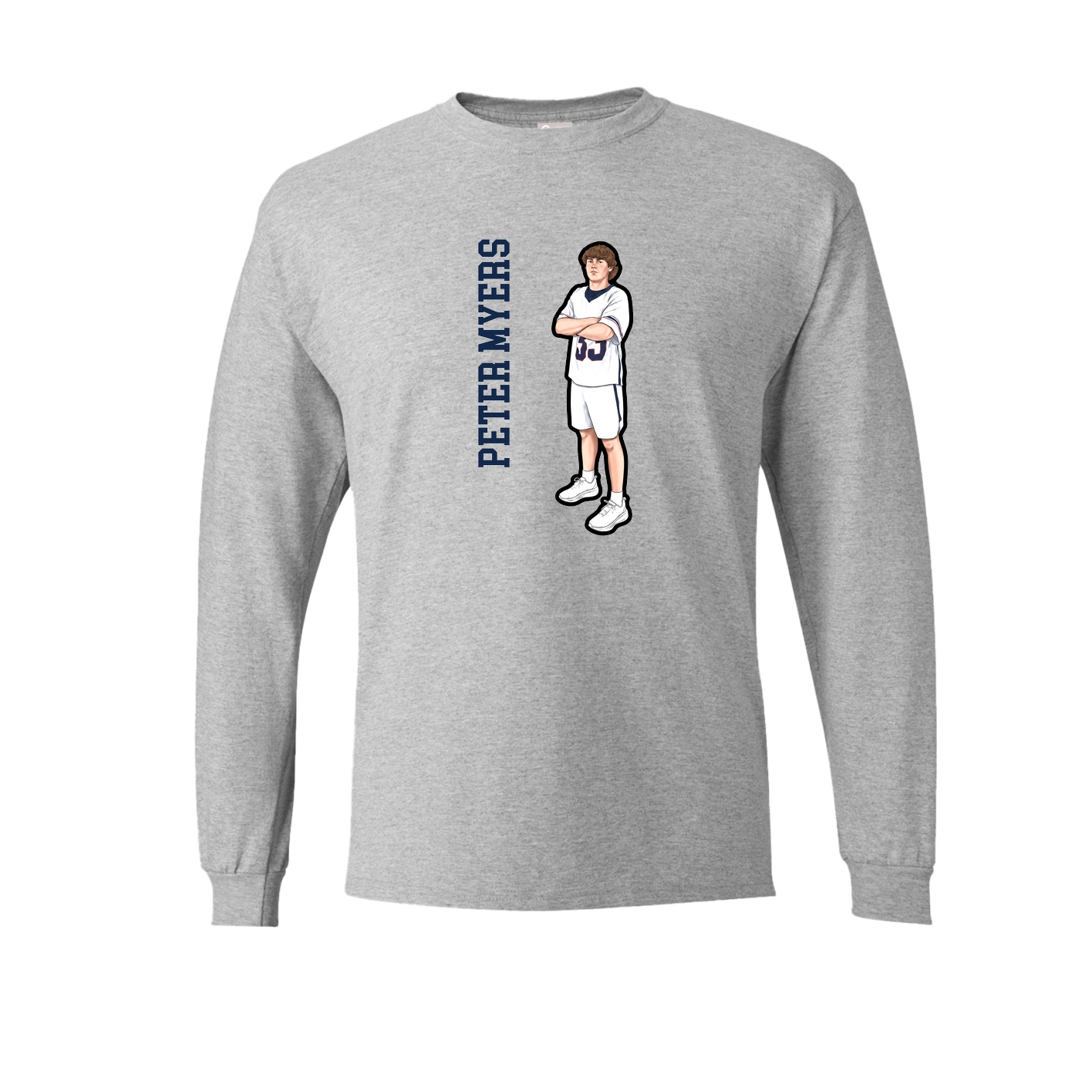 Long Sleeve Tee — Name Vertical in Grey