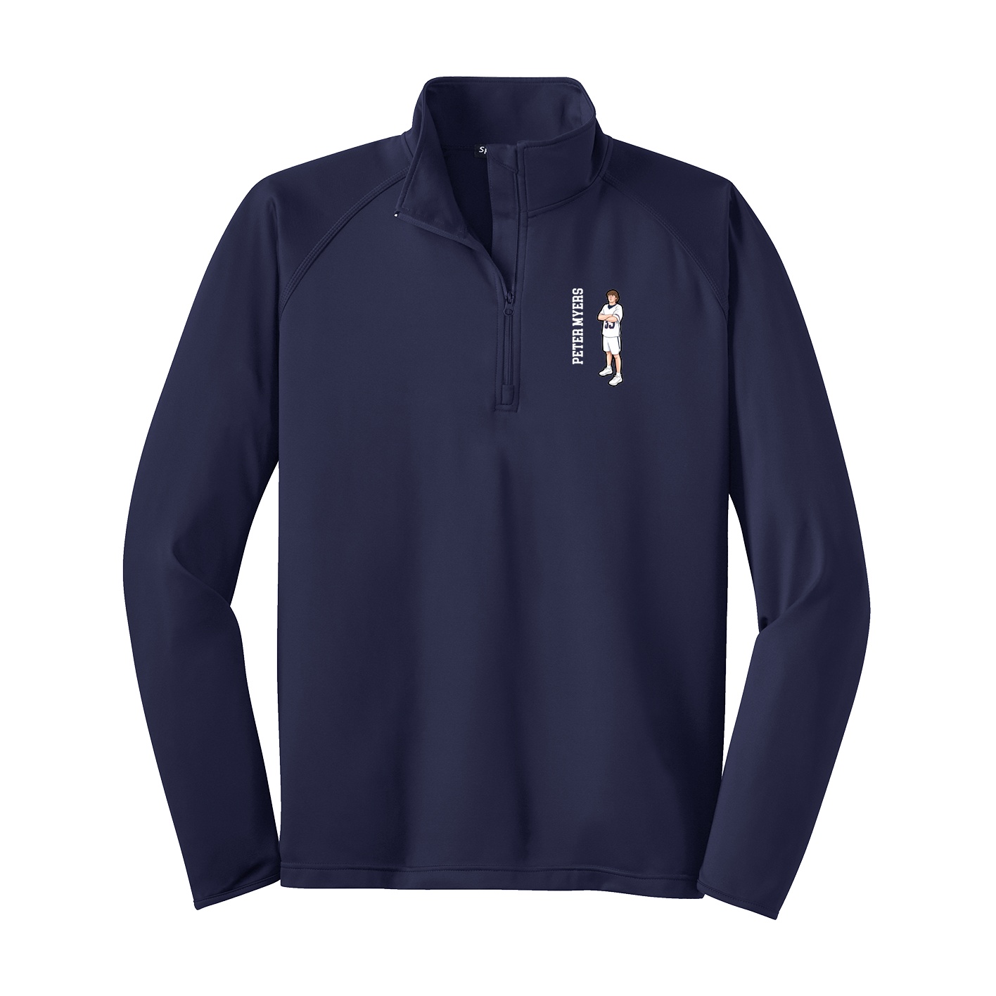 Q-Zip Pullover — Name Vertical in Navy
