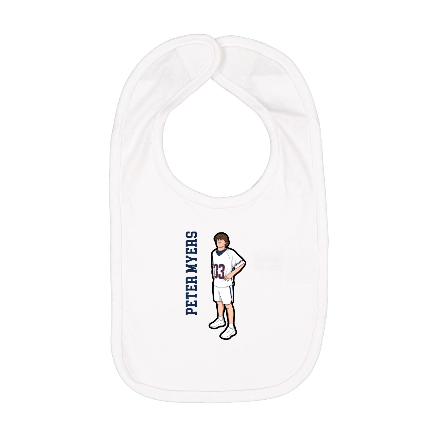Infant Bib — Name Vertical in White