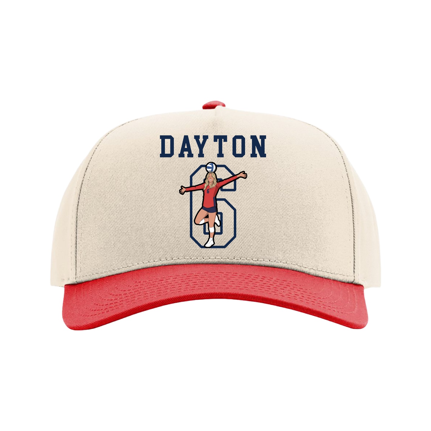 Full Fabric Five-Panel Champ Cap — Shirsey in Cream/Red