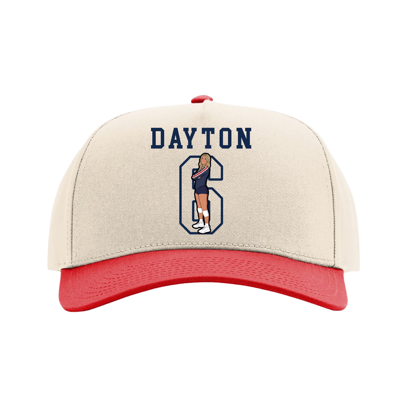 Full Fabric Five-Panel Champ Cap — Shirsey in Cream/Red